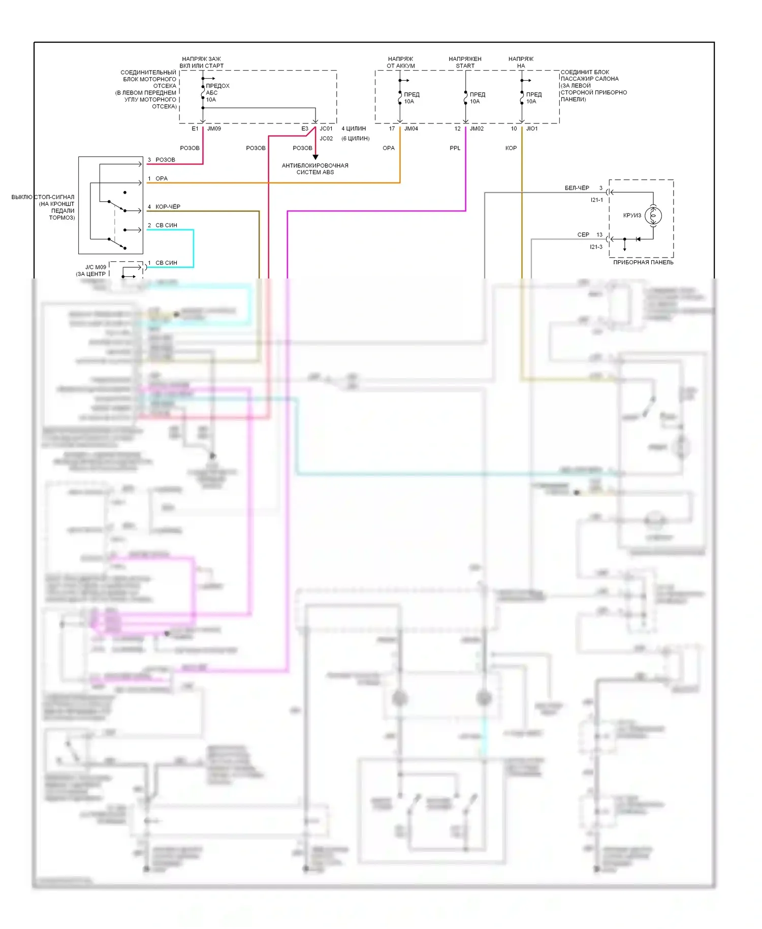 Sonata Hyundai IV (1998-2001): Электросхема круиз-контроля 