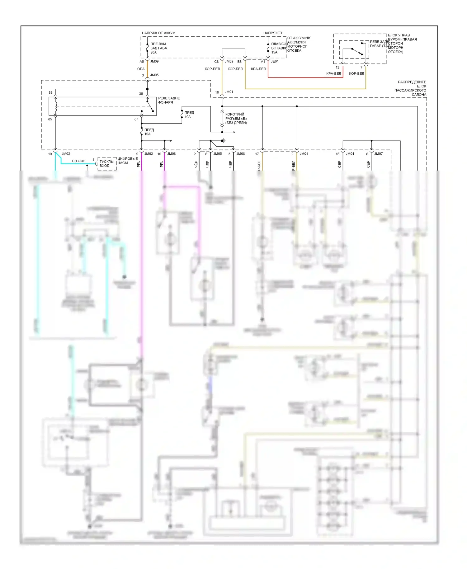 Sonata Hyundai IV (1998-2001): Электросхема подсветки приборной панели 