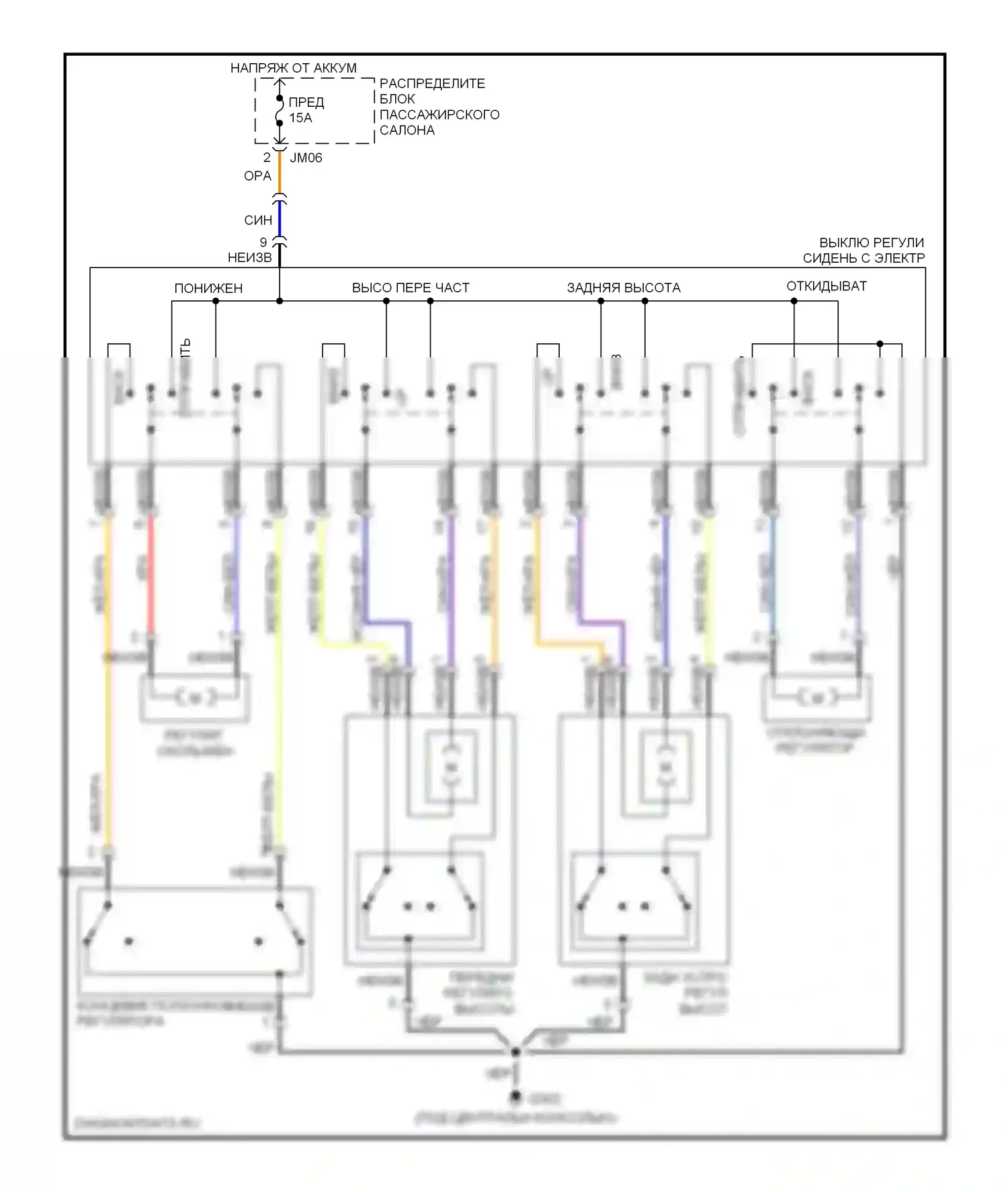 Sonata Hyundai IV (1998-2001): Электросхемы силового сиденья 