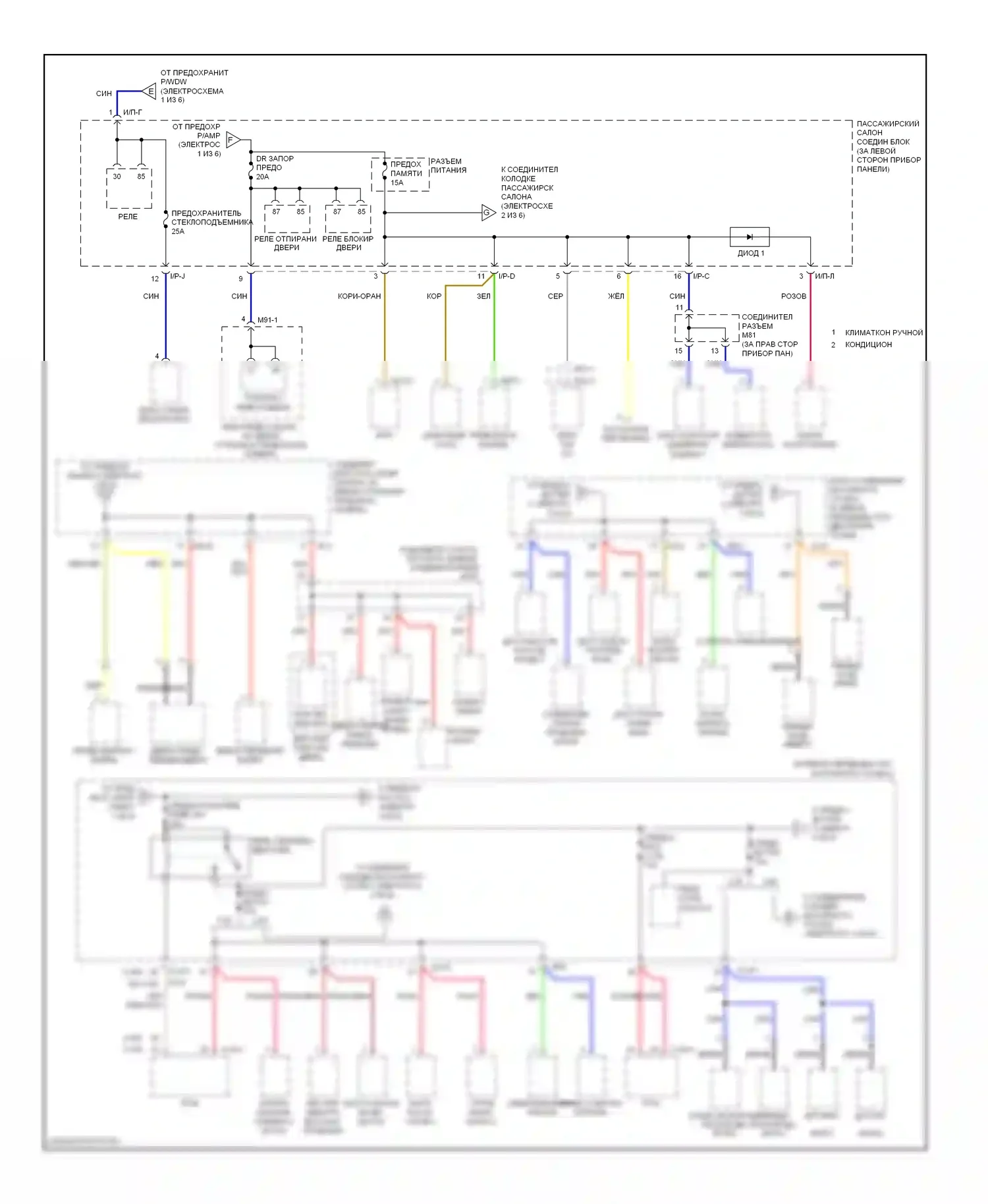 Sonata Hyundai V рестайлинг (2007-2010): Электросхема блока предохранителей реле (2 из 6) 