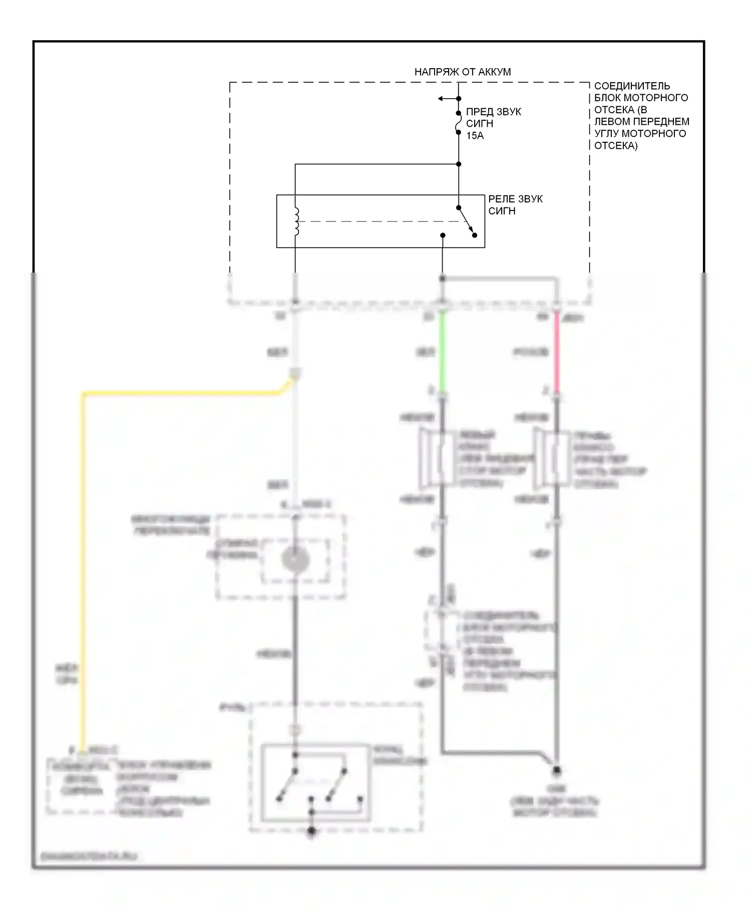 Sonata Hyundai V рестайлинг (2007-2010): Электросхема клаксона 