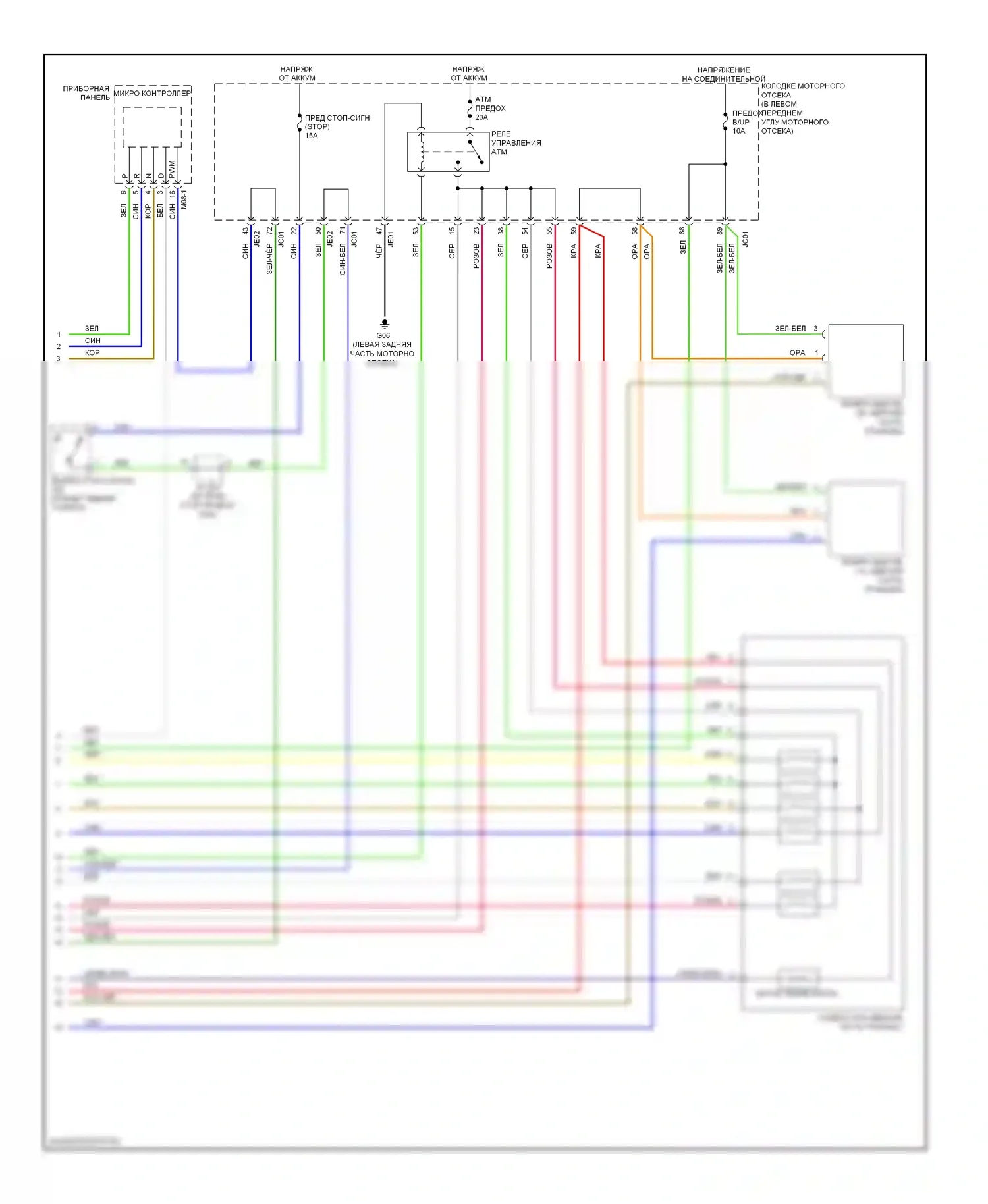 Sonata Hyundai V рестайлинг (2007-2010): 2.4l, электросхема соединений коробки передач (2 из 2) 