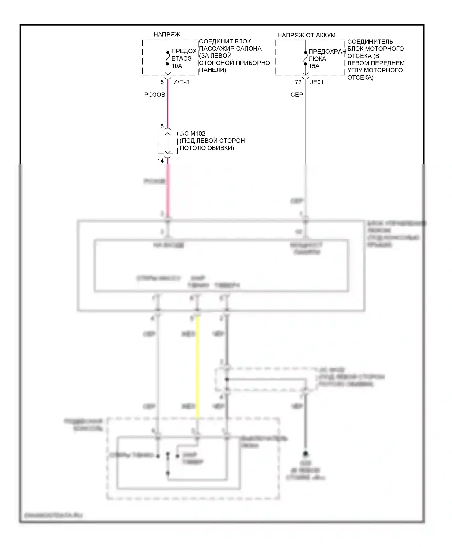 Sonata Hyundai V рестайлинг (2007-2010): Электросхема складной крыши/люка 