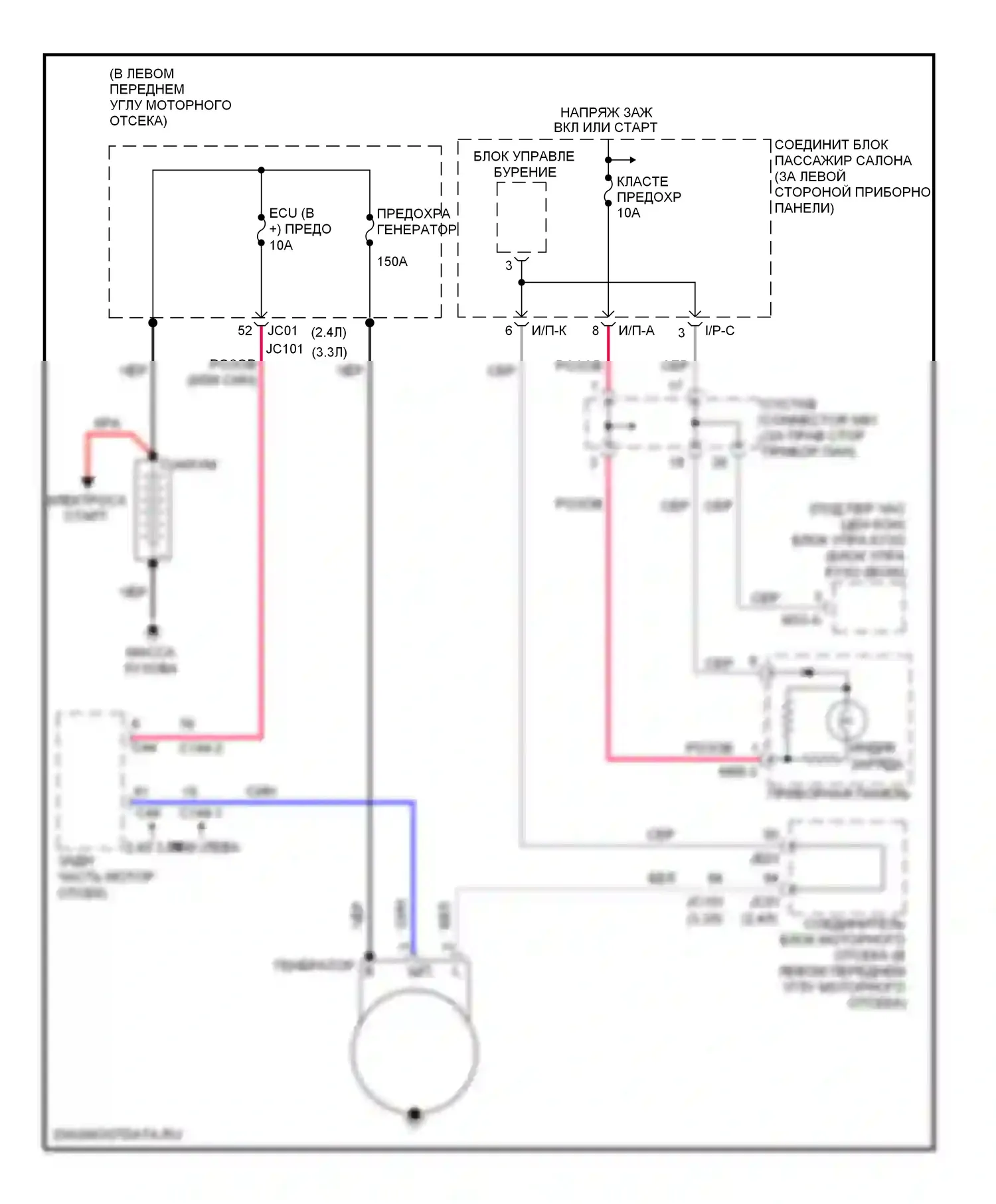 Sonata Hyundai V рестайлинг (2007-2010): Электросхема генератора 