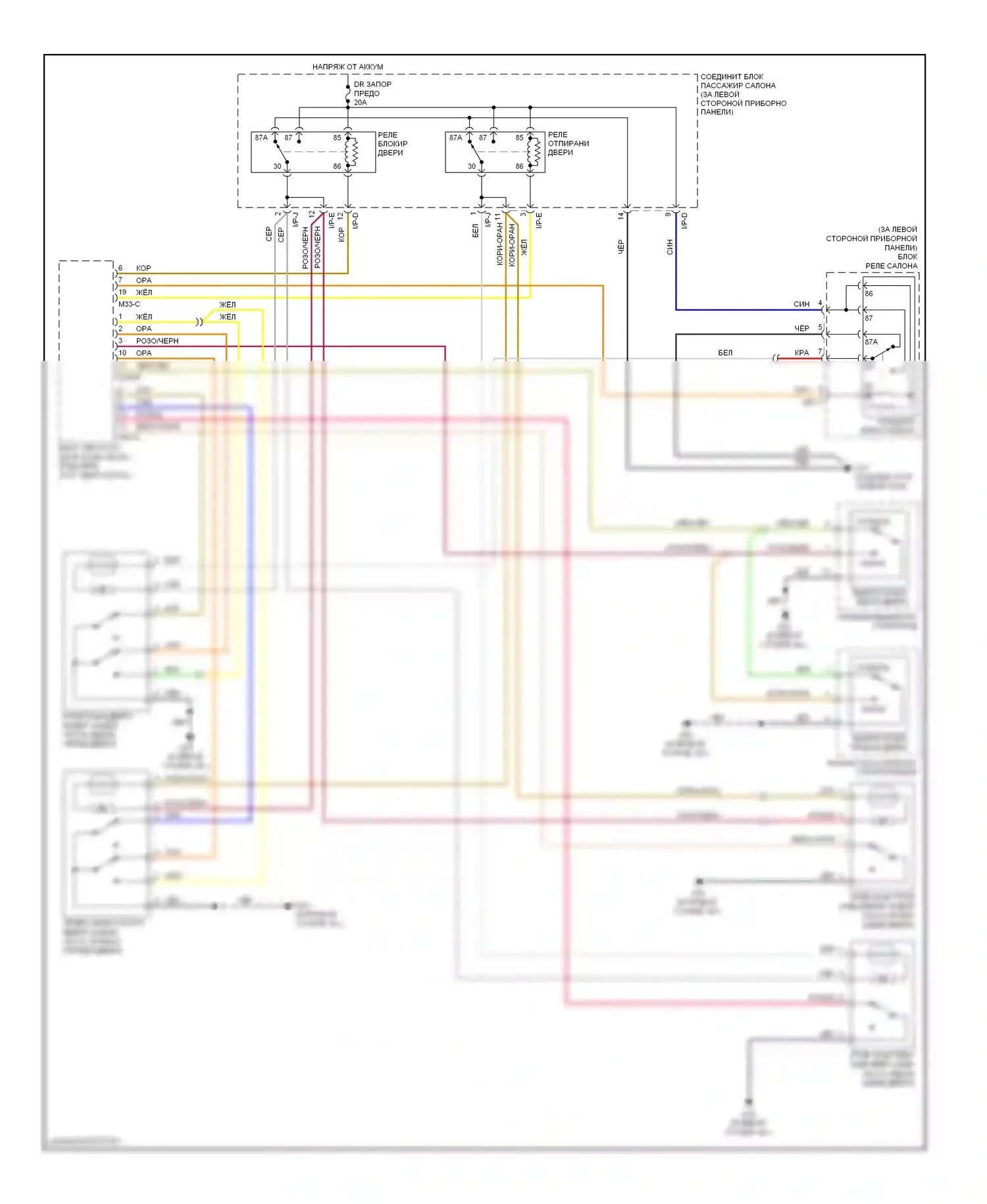 Sonata Hyundai V рестайлинг (2007-2010): Электросхема центрального замка 