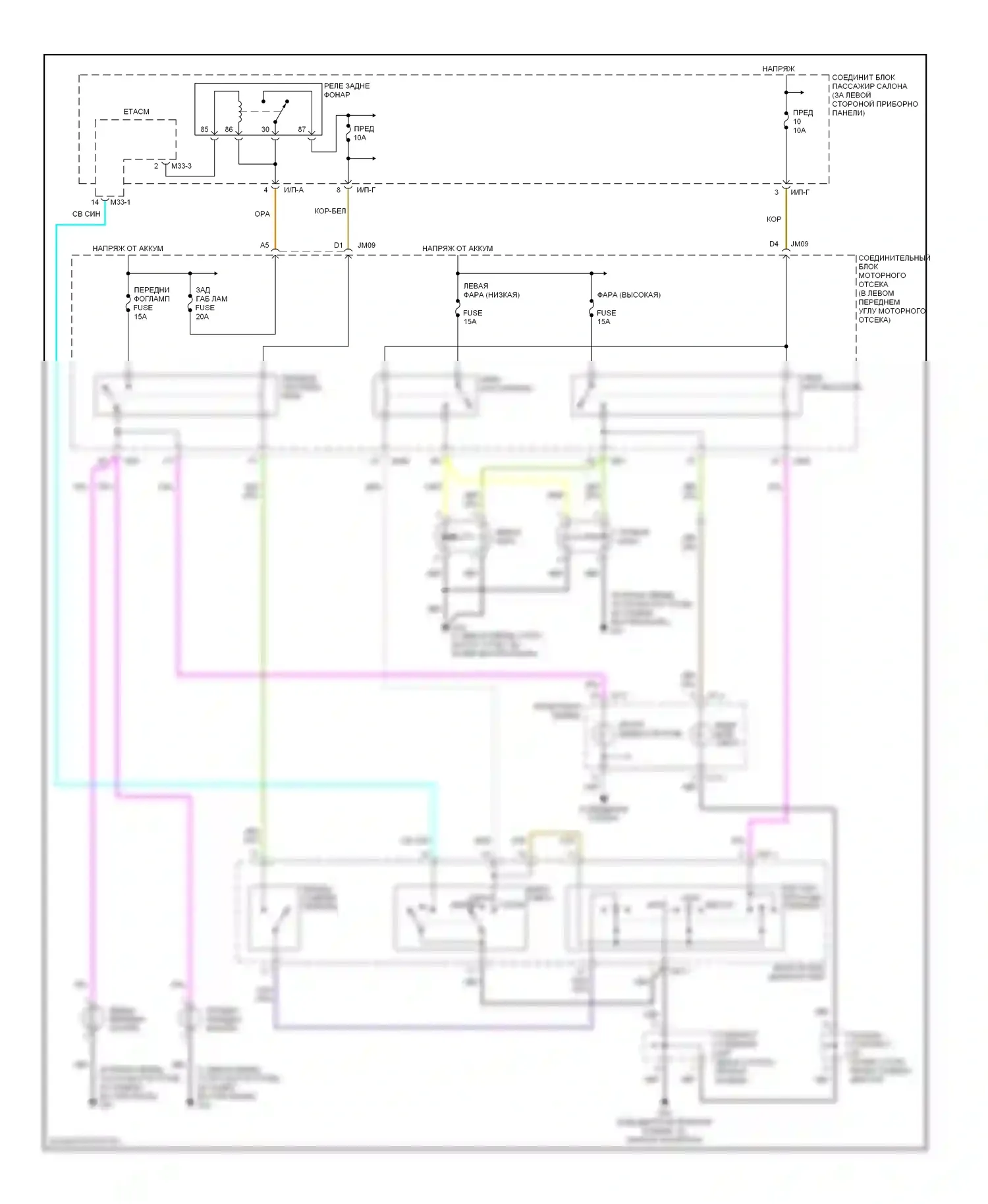 Sonata Hyundai V (2004-2007): Электросхема фар, без дрели 