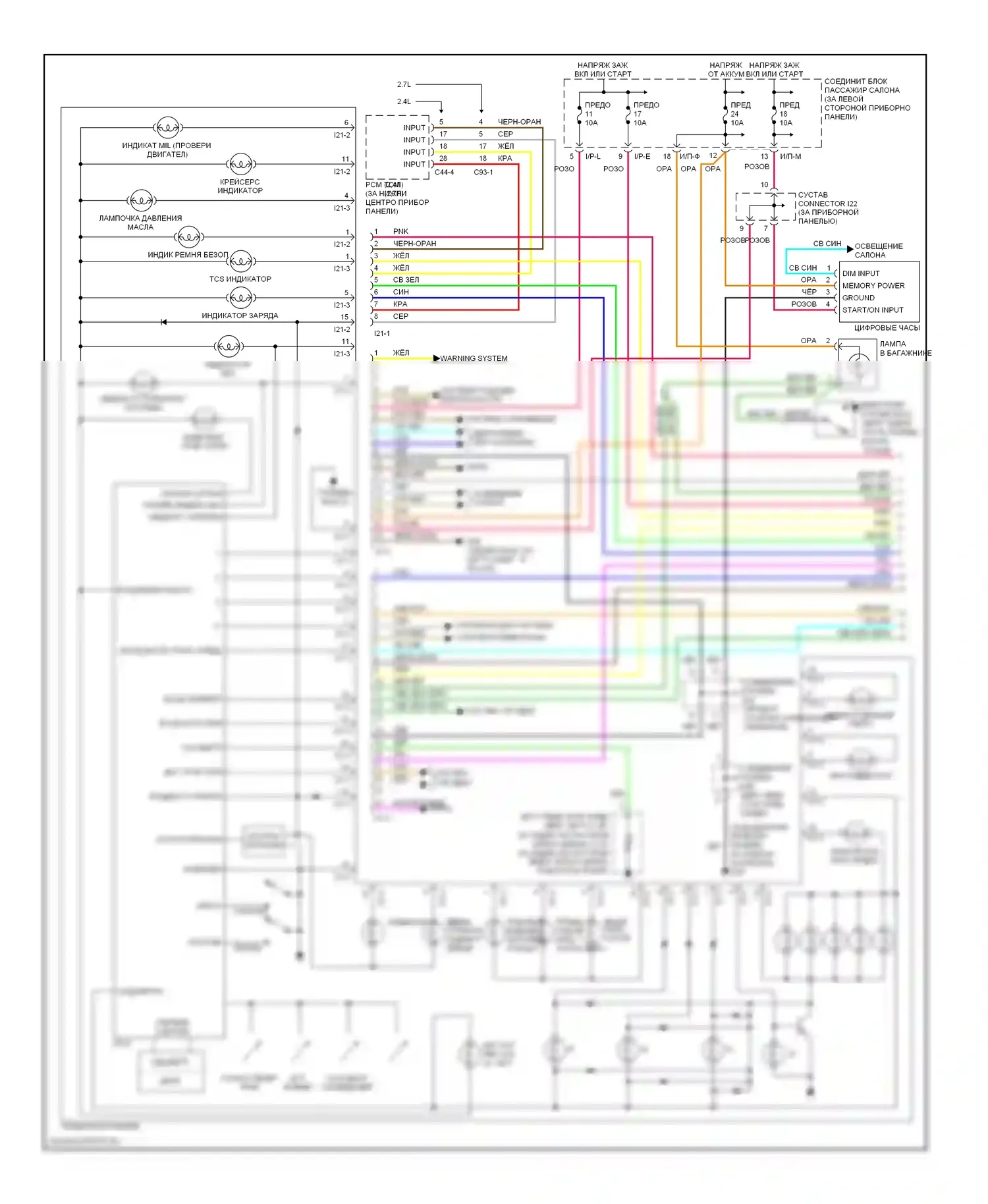 Sonata Hyundai V (2004-2007): Электросхема приборной панели (1 из 2) 