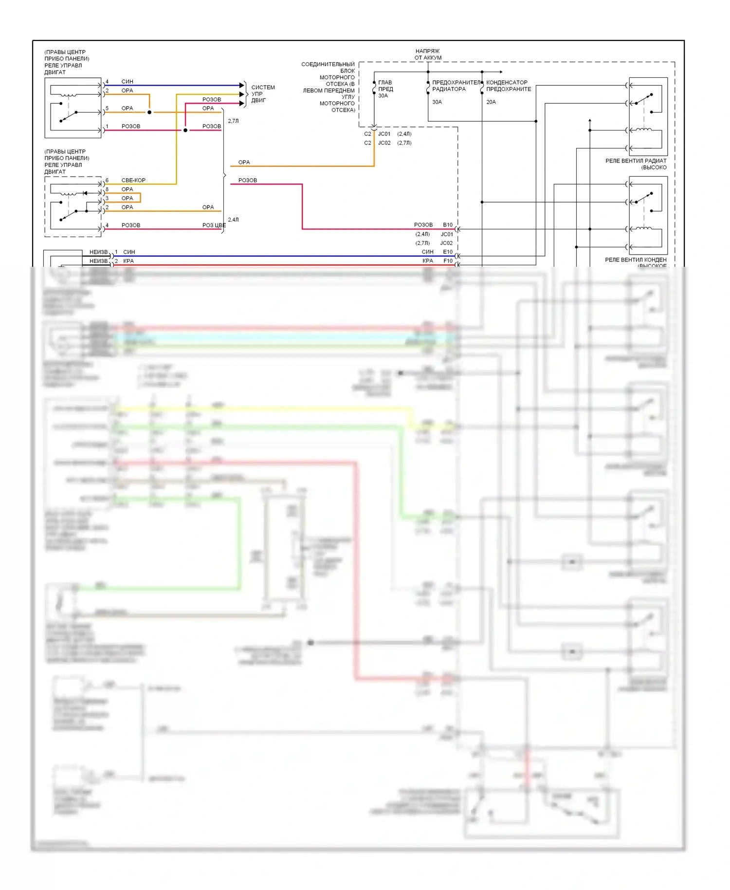 Sonata Hyundai V (2004-2007): Электросхема вентилятора охлаждения 