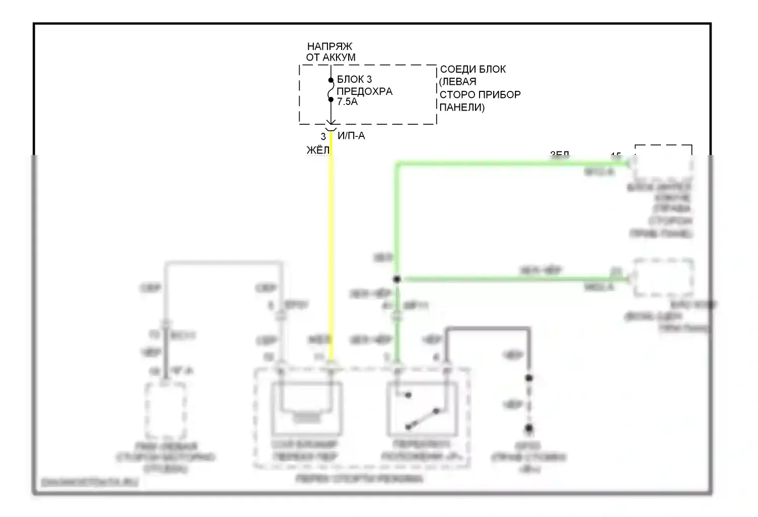 Sonata Hyundai VI (2009-2014): Электросхема блокировки селектора, гибридная 