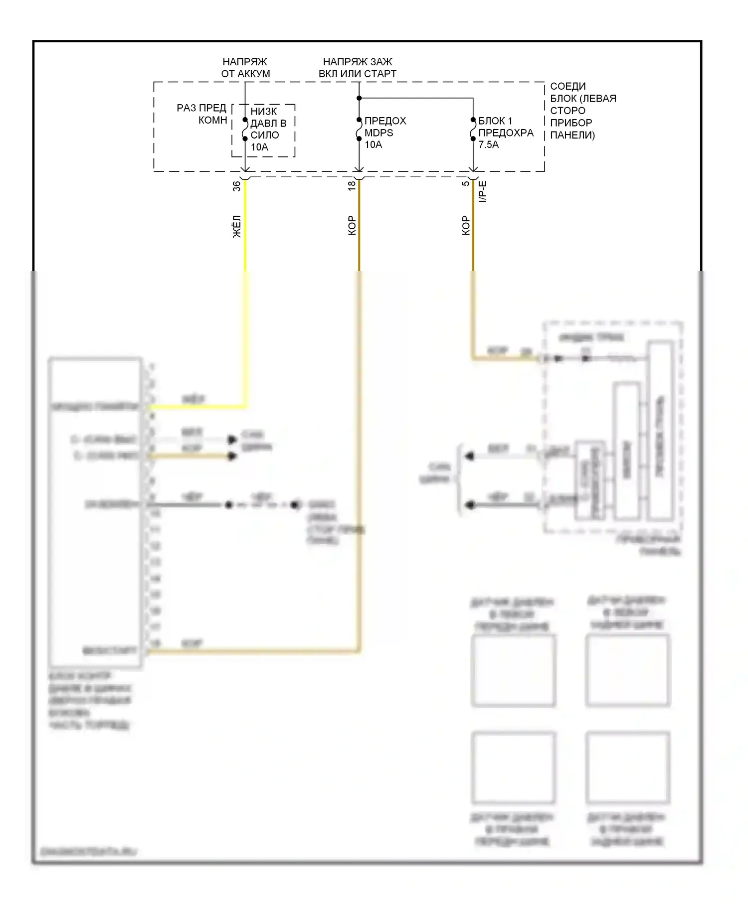 Sonata Hyundai VI (2009-2014): Электросхема контроля давления в шинах, гибрид 