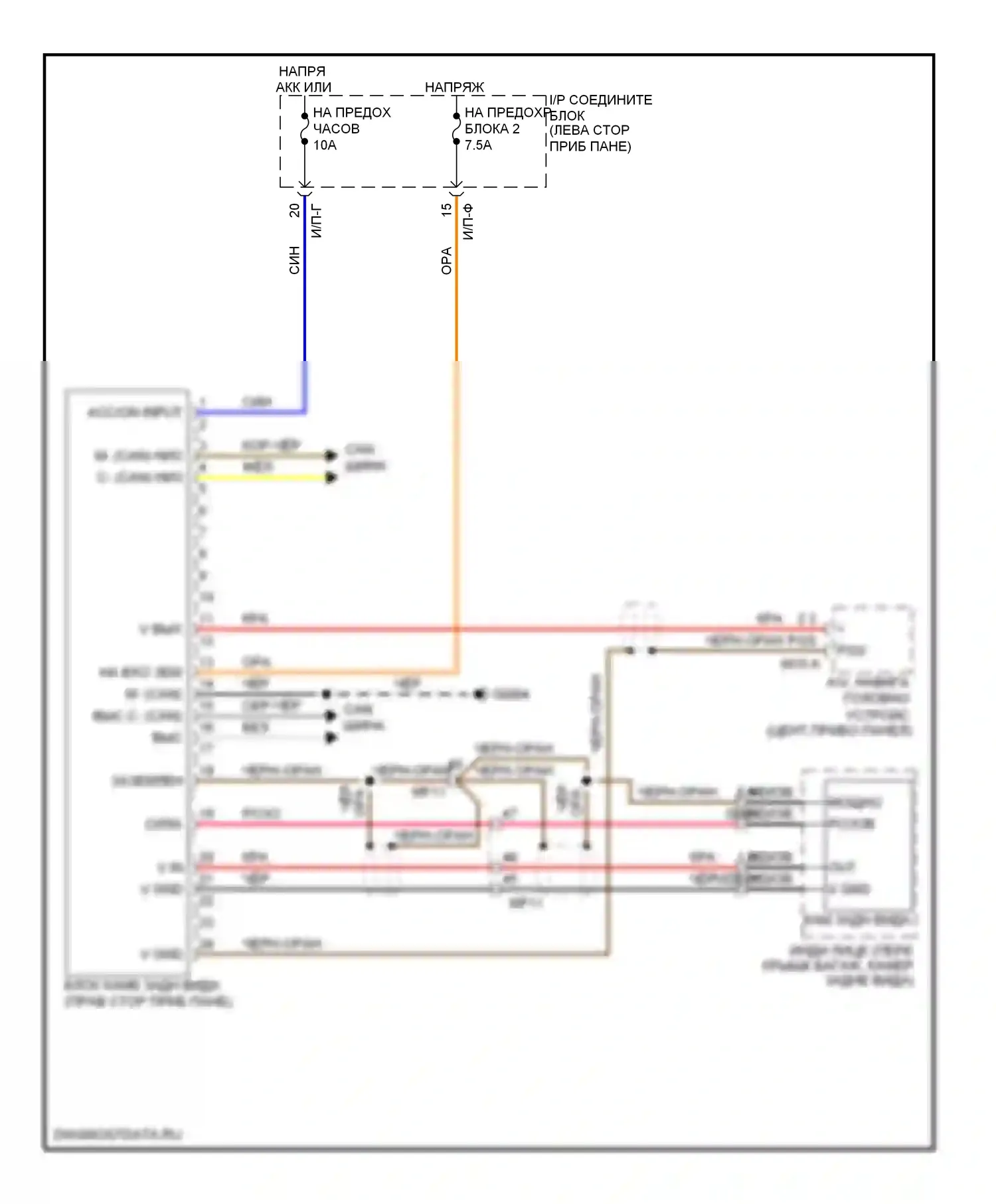 Sonata Hyundai VI (2009-2014): Электросхема камеры заднего вида, кроме гибридной 