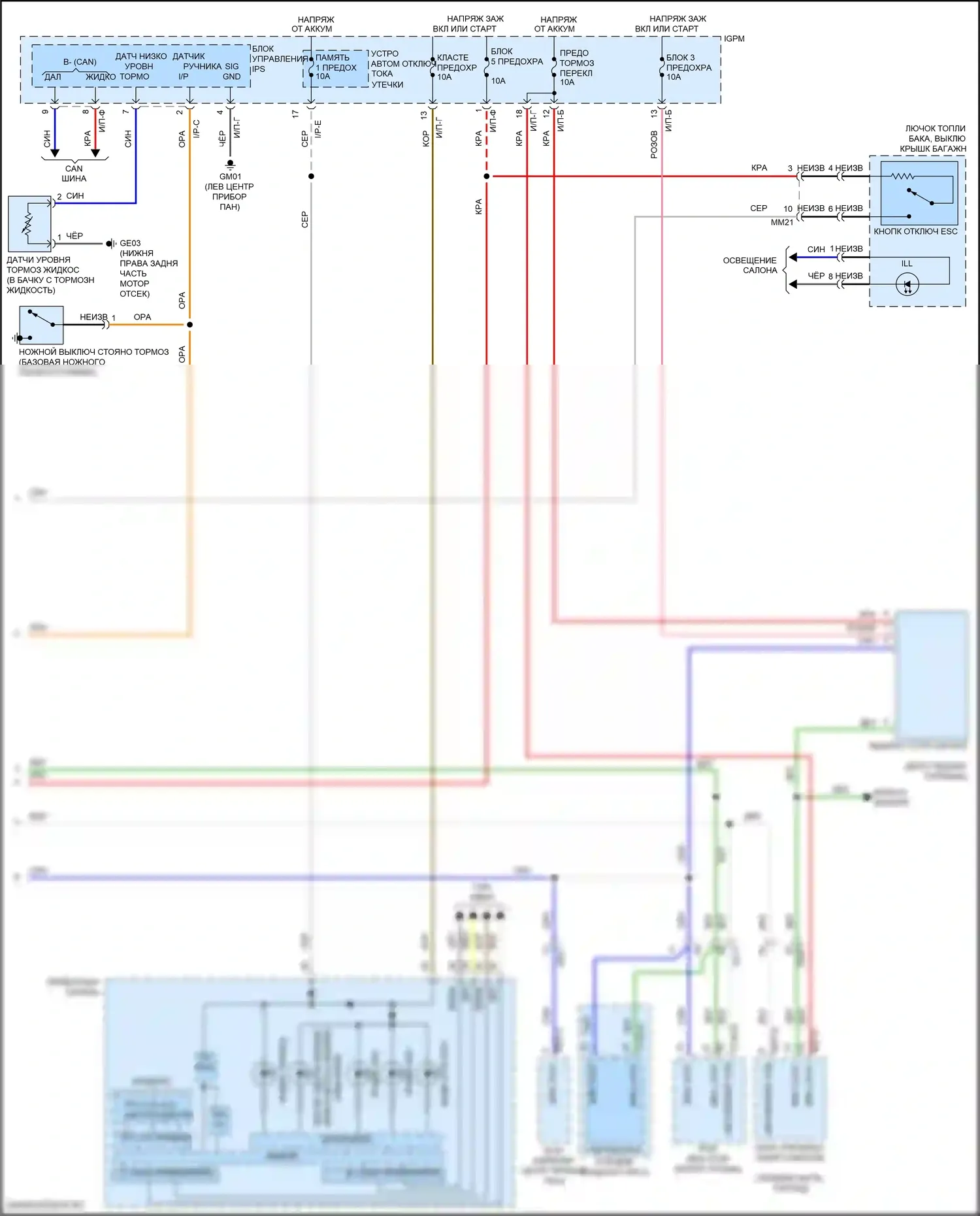 Sonata Hyundai VII рестайлинг (2017-2019): Антиблокировочная система abs электросхема соединений, гибридная (2 из 2) 