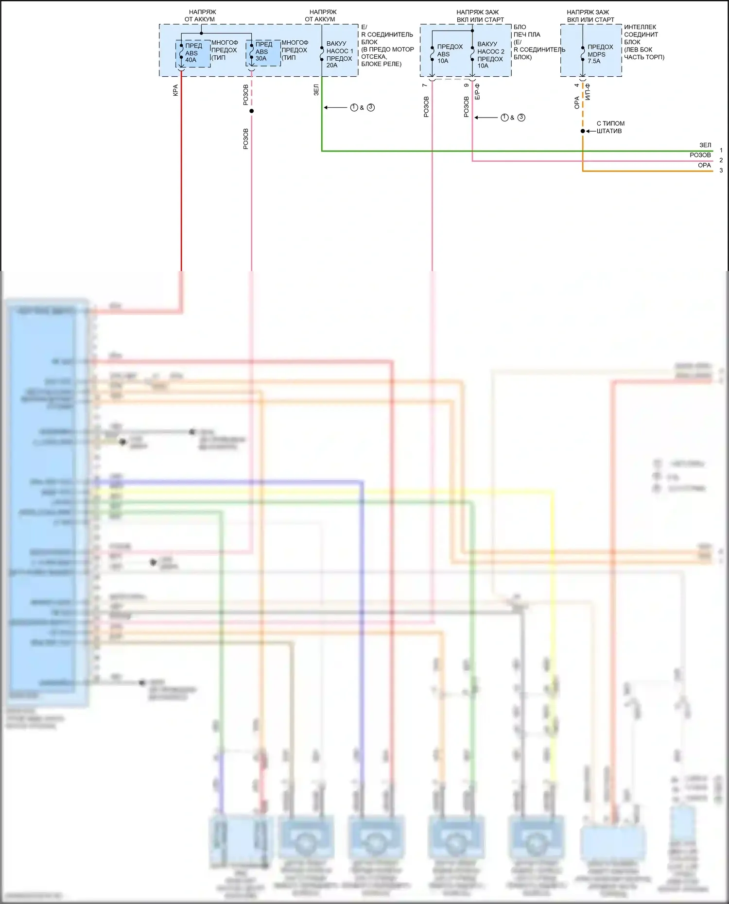 Sonata Hyundai VII рестайлинг (2017-2019): Антиблокировочная система abs электросхема, за исключением гибридной без epb (1 из 2) 