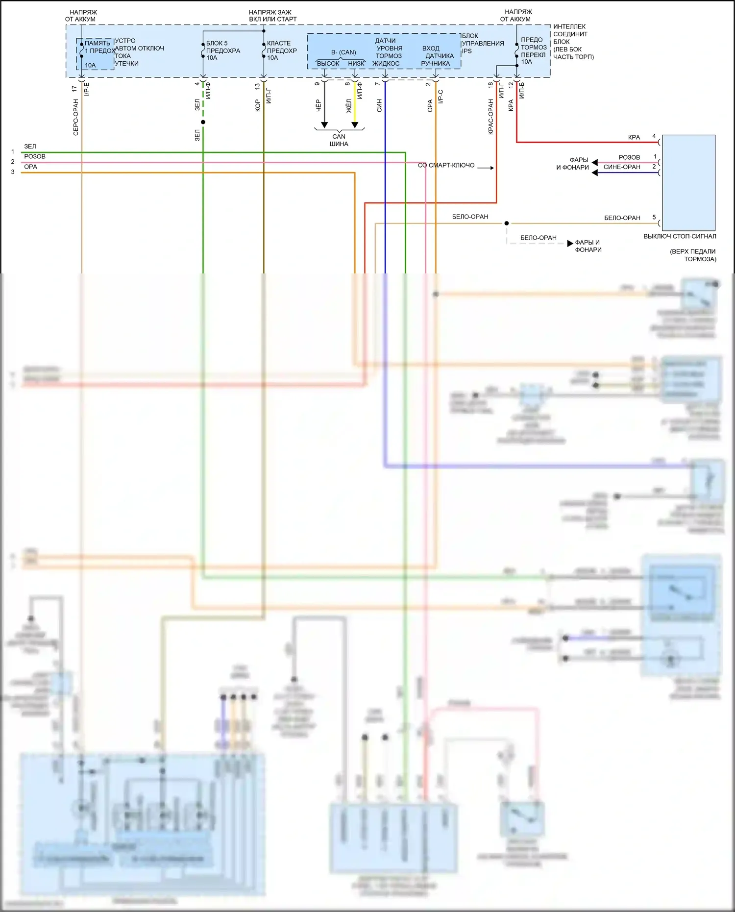 Sonata Hyundai VII рестайлинг (2017-2019): Антиблокировочная система abs электросхема, за исключением гибридной без epb (2 из 2) 