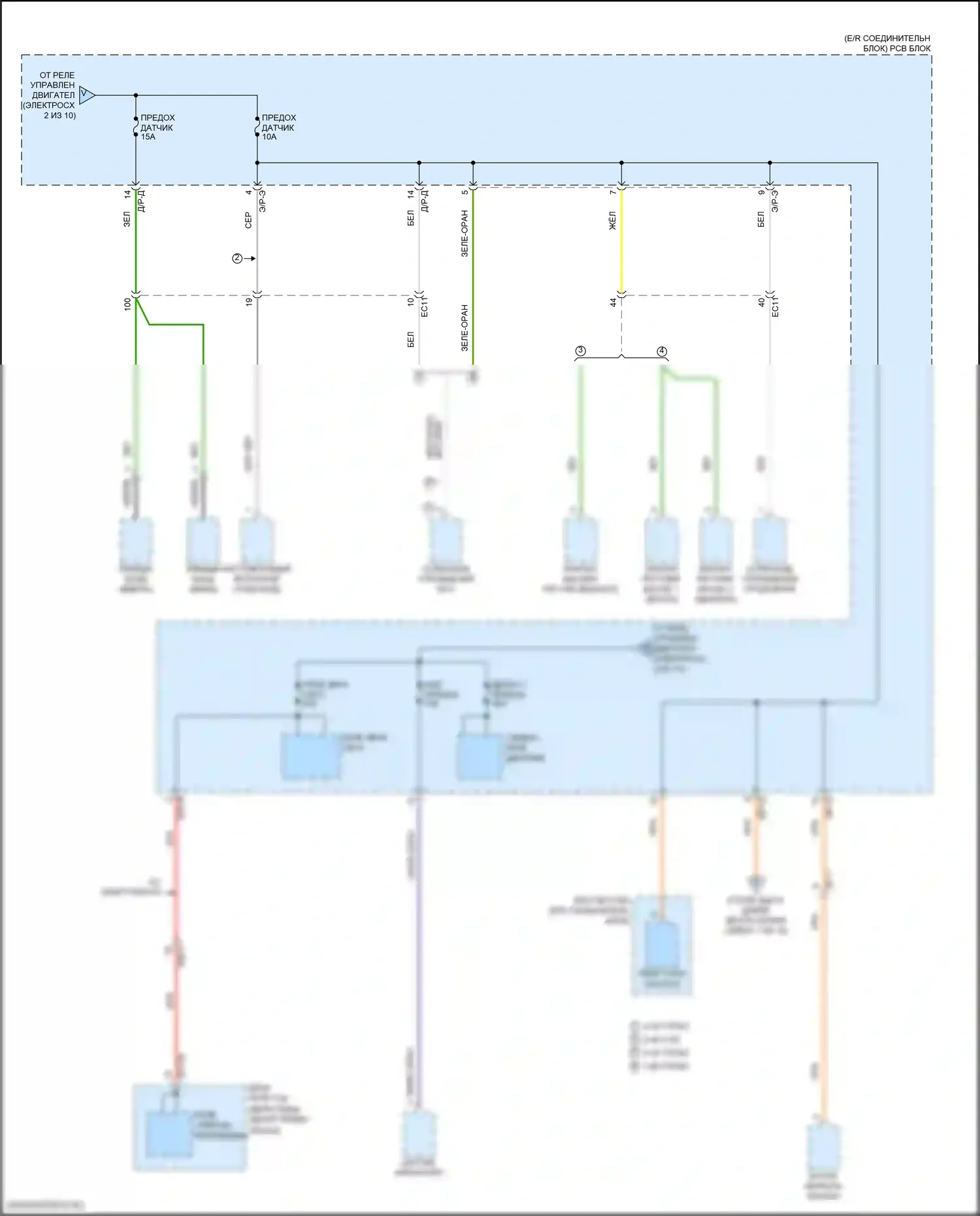 Sonata Hyundai VII рестайлинг (2017-2019): Электросхема блока предохранителей реле, кроме гибридного (3 из 10) 