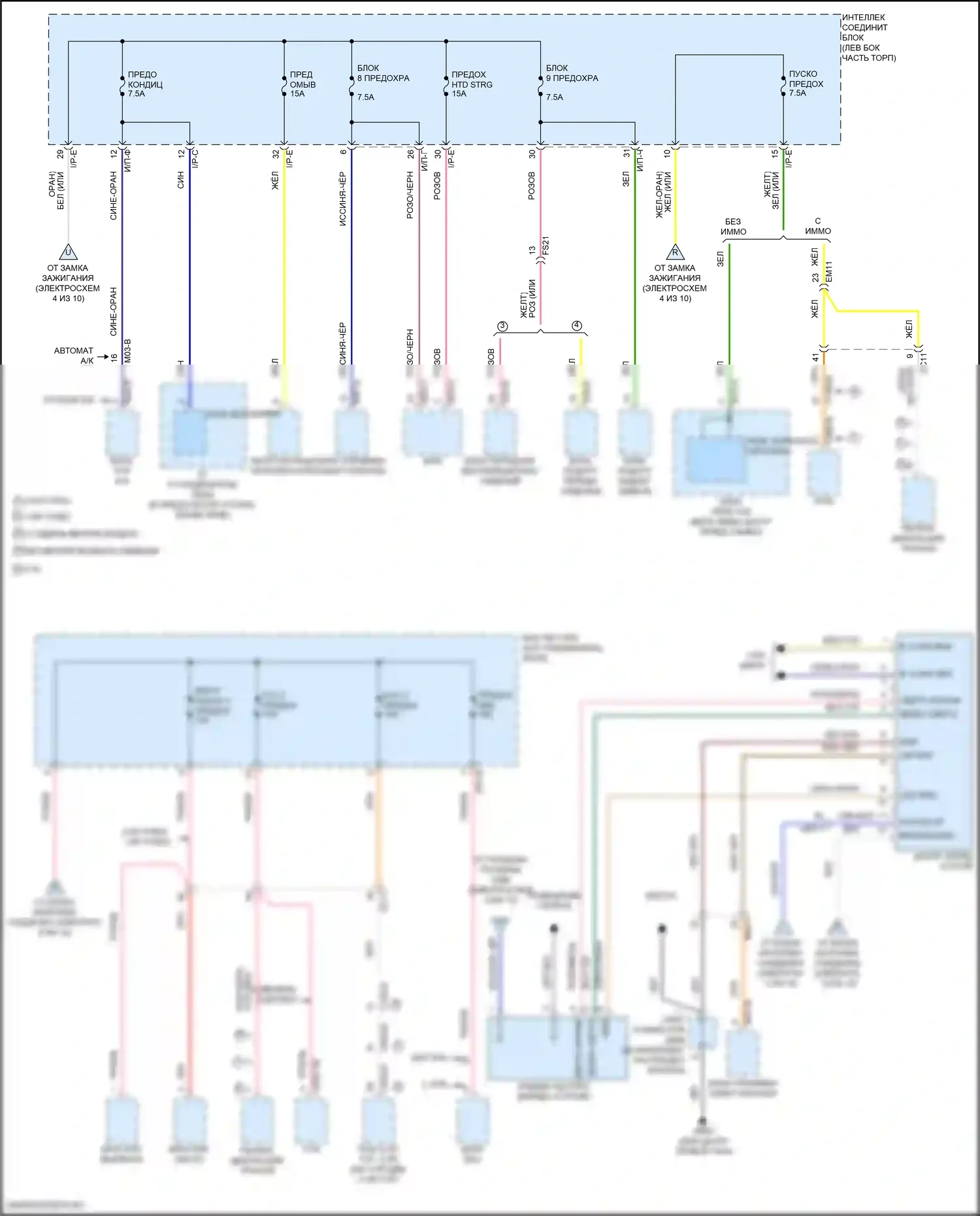 Sonata Hyundai VII рестайлинг (2017-2019): Электросхема блока предохранителей реле, кроме гибридного (5 из 10) 