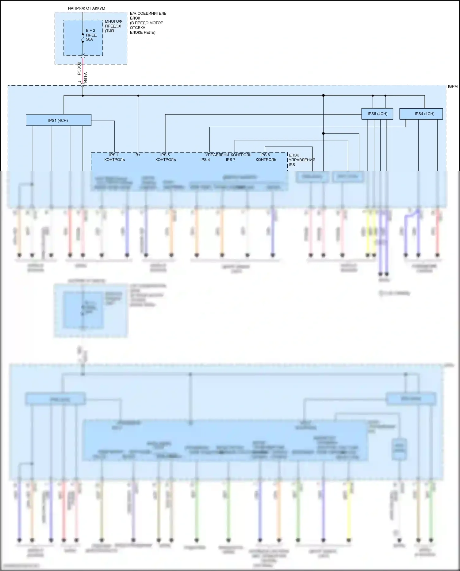 Sonata Hyundai VII рестайлинг (2017-2019): Электросхема блока управления ips, гибридная (2 из 2) 