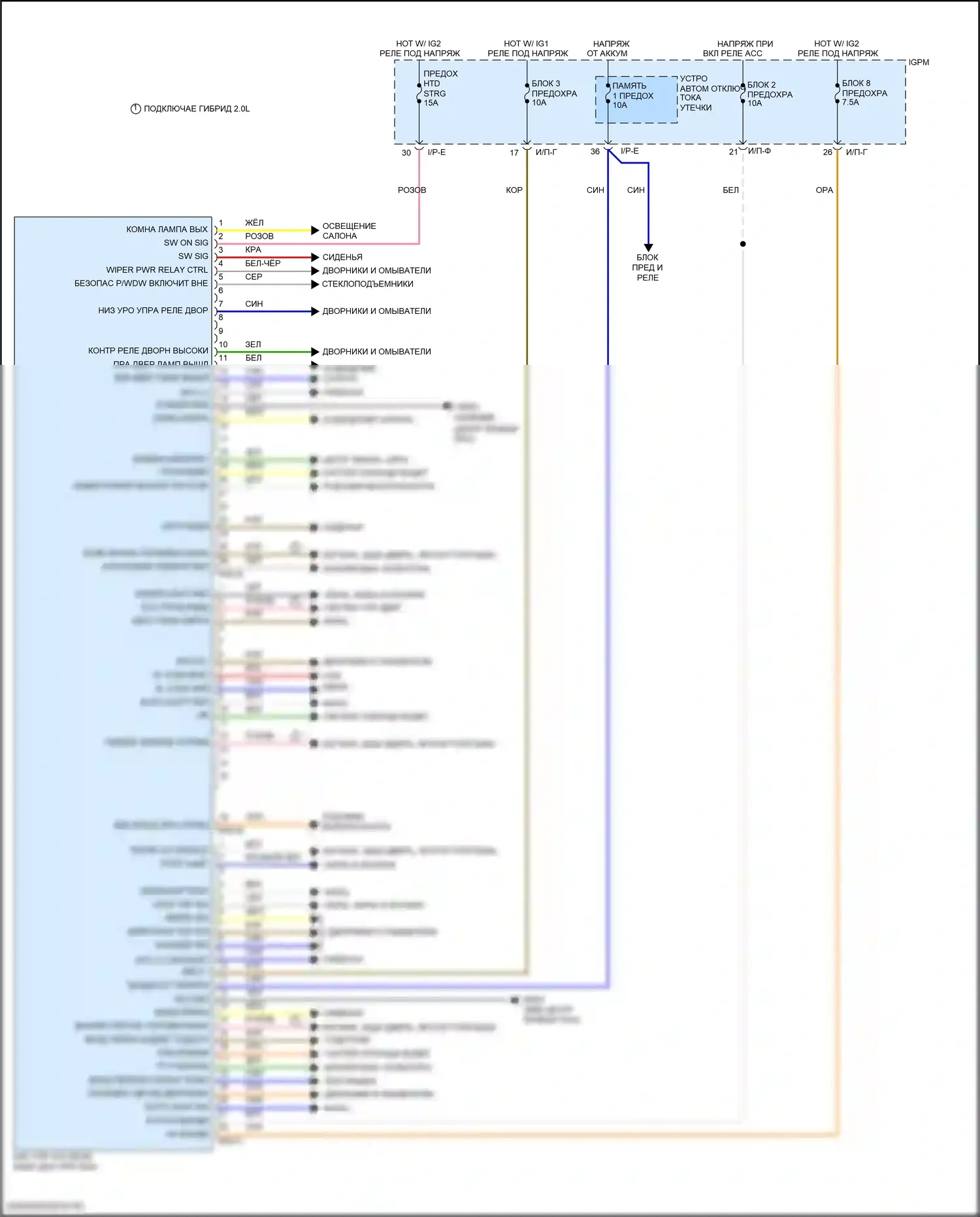 Sonata Hyundai VII рестайлинг (2017-2019): Электросхема блока управления кузовом, гибрид 