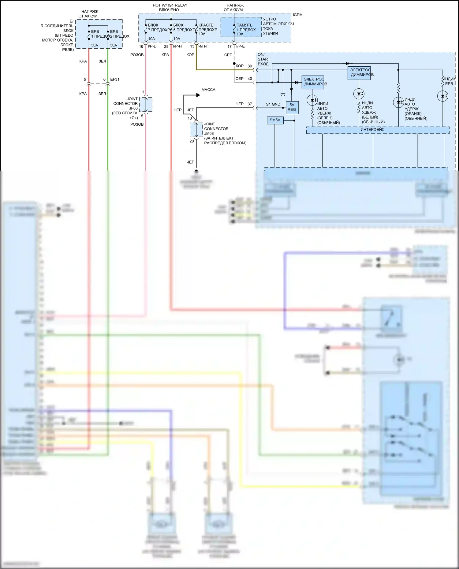 Sonata Hyundai VII рестайлинг (2017-2019): Электрический ручник электросхема 