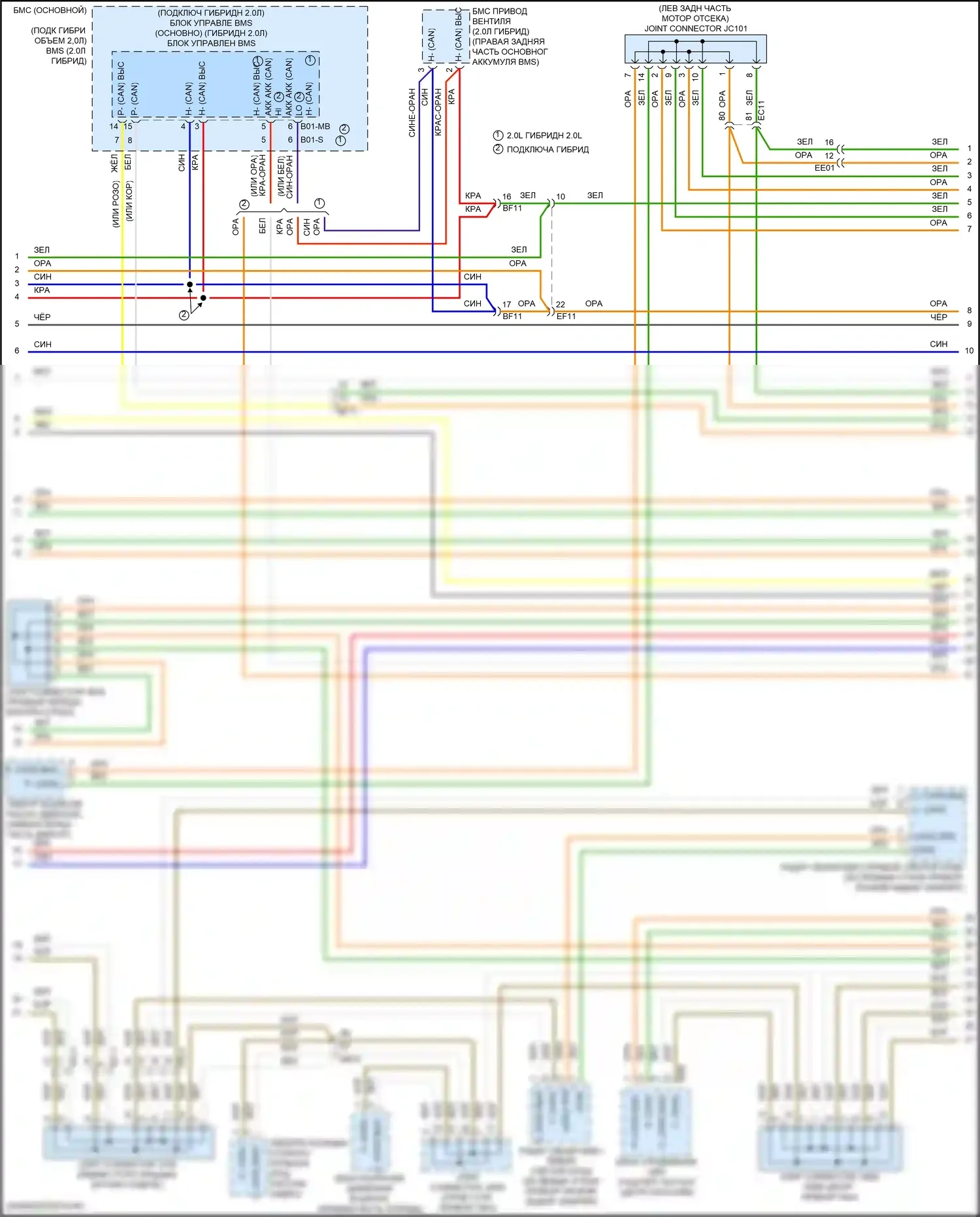 Sonata Hyundai VII рестайлинг (2017-2019): Can шина электросхема, гибридная (2 из 4) 