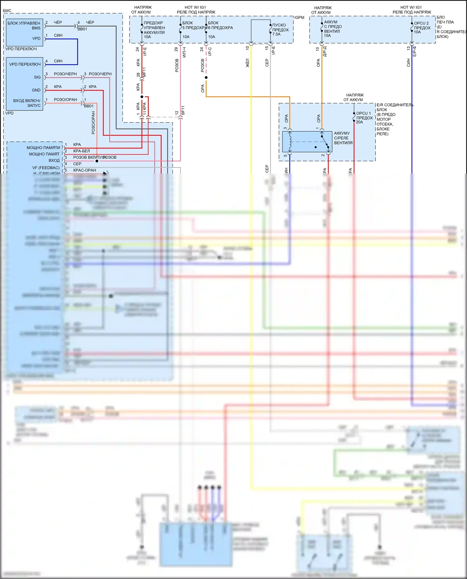 Sonata Hyundai VII рестайлинг (2017-2019): Электросхема двигатель 2.0л гибрид, электросхема управления гибрида (2 из 6) 