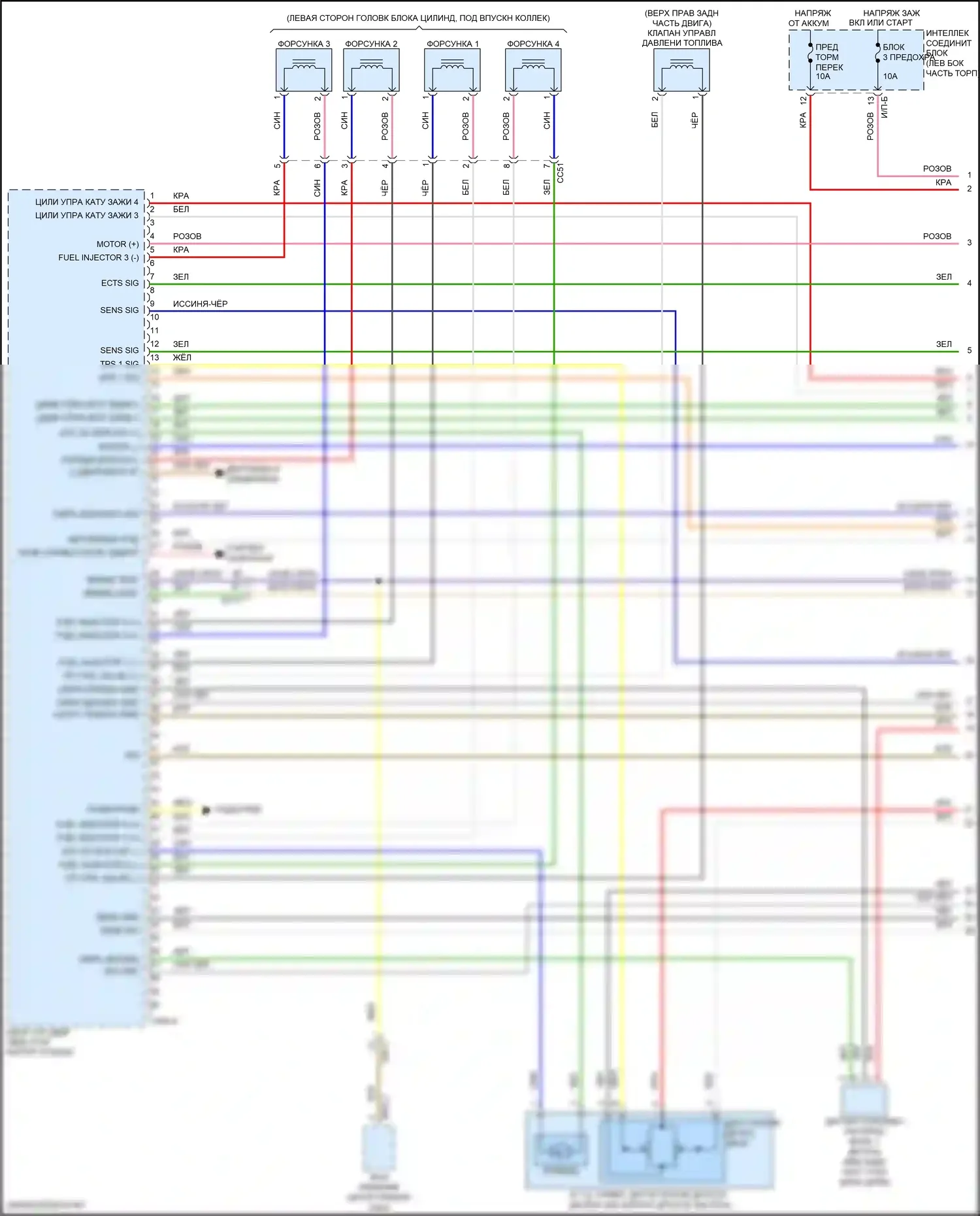 Sonata Hyundai VII рестайлинг (2017-2019): Электросхема двигателя 1,6л турбо (1 из 5) 