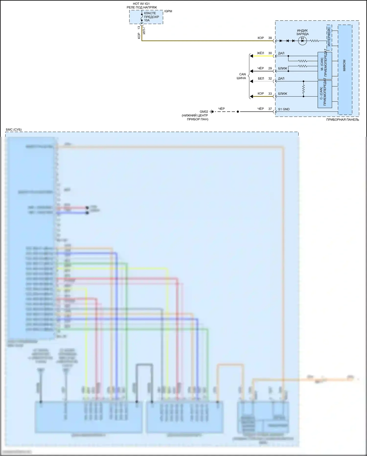 Sonata Hyundai VII рестайлинг (2017-2019): Электросхема двигателя 2.0л подключаемый гибрид, электросхема гибридного управления (6 из 8) 