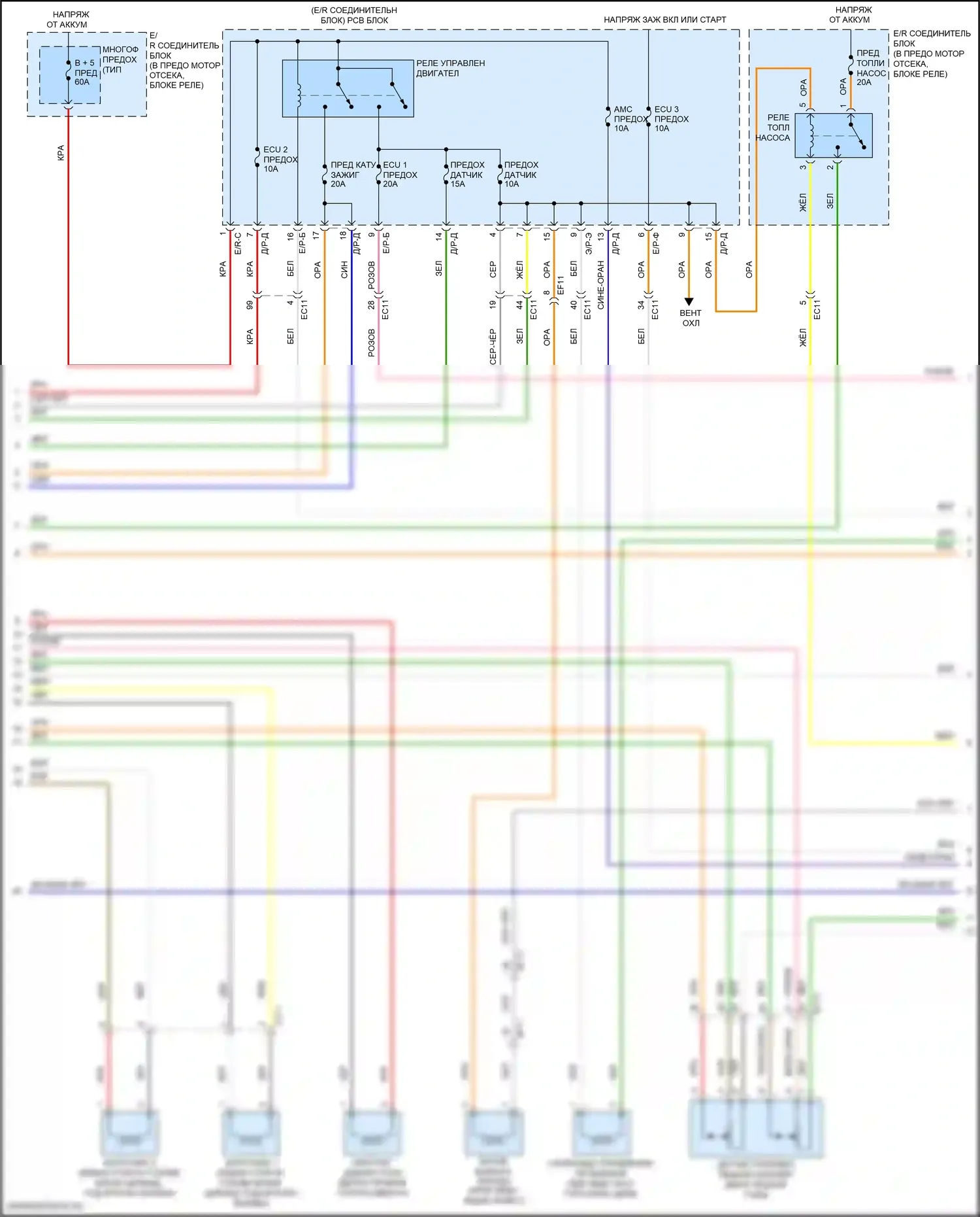 Sonata Hyundai VII рестайлинг (2017-2019): Электросхема двигателя 2.4л (5 из 6) 