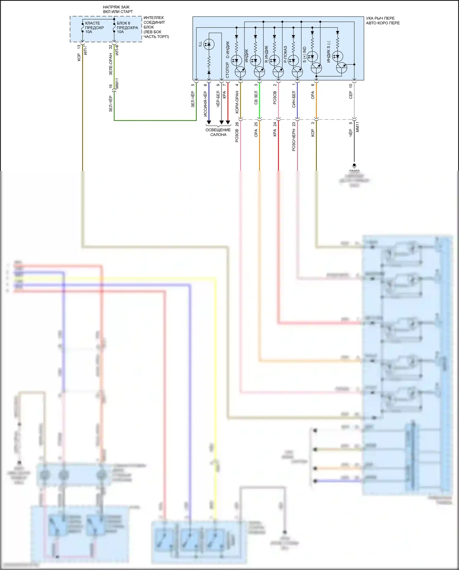 Sonata Hyundai VII рестайлинг (2017-2019): 2.4l, электросхема соединений коробки передач (2 из 2) 