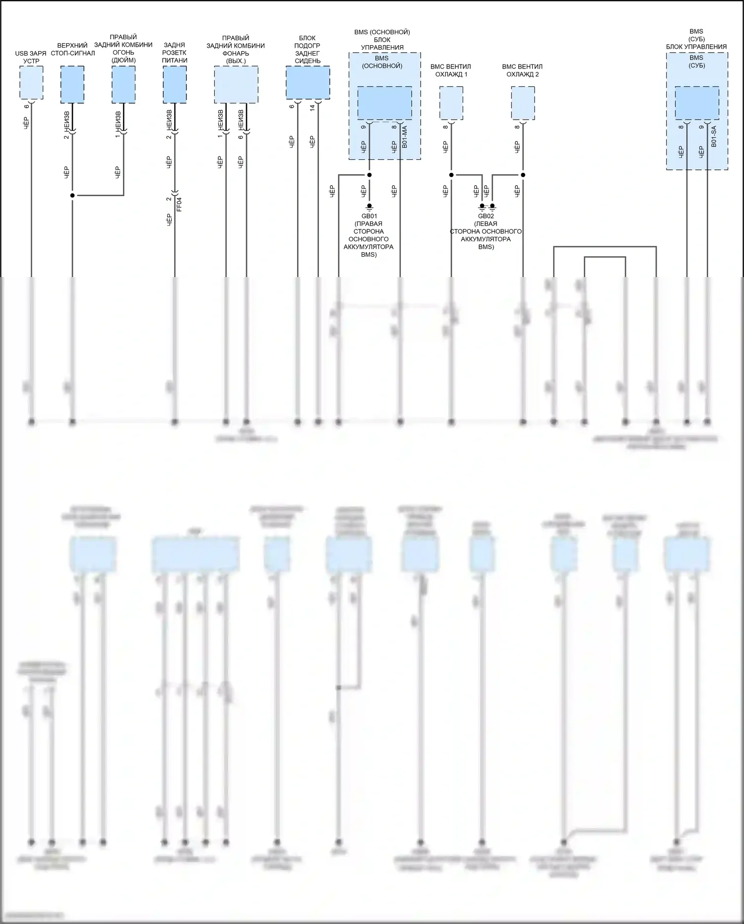 Sonata Hyundai VII рестайлинг (2017-2019): Подключаемый гибрид объемом 2,0л, электросхема разводки массы (5 из 5) 