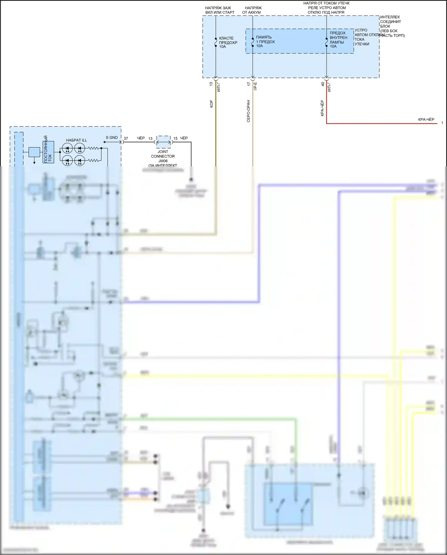 Sonata Hyundai VII рестайлинг (2017-2019): Электросхема подсветки приборов, кроме гибридной (1 из 3) 