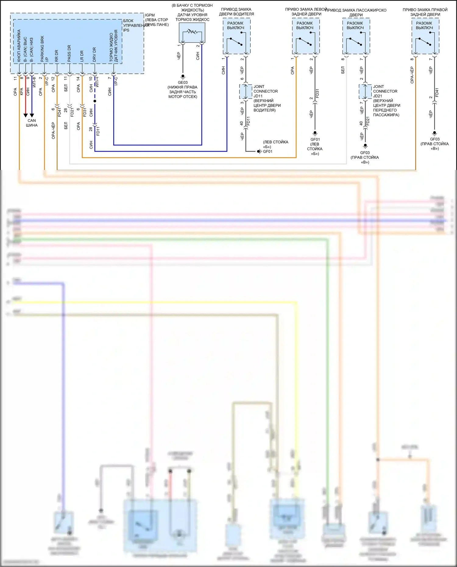 Sonata Hyundai VII рестайлинг (2017-2019): Электросхема приборной панели, гибридная (2 из 3) 