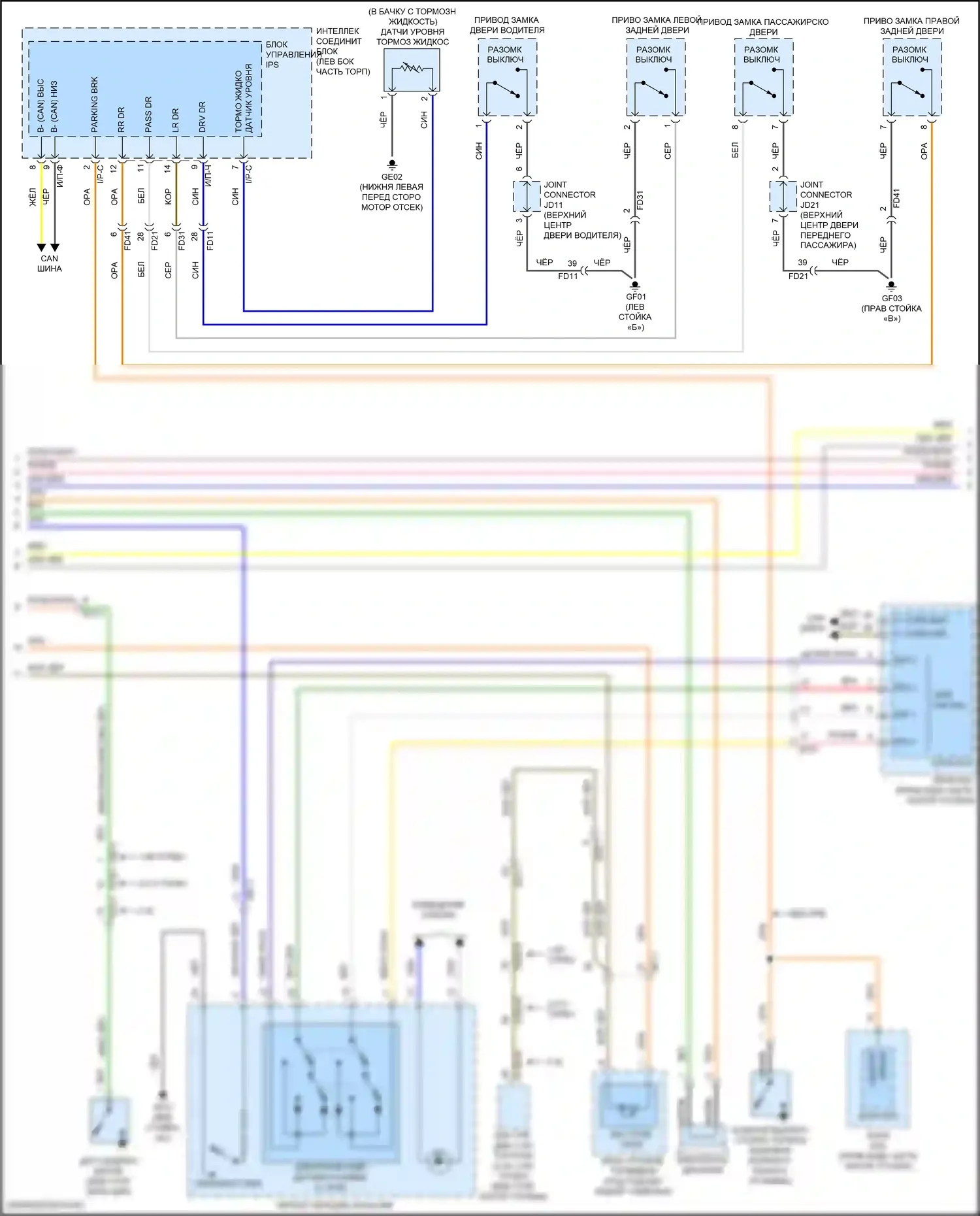 Sonata Hyundai VII рестайлинг (2017-2019): Электросхема приборной панели, кроме гибридной (2 из 3) 