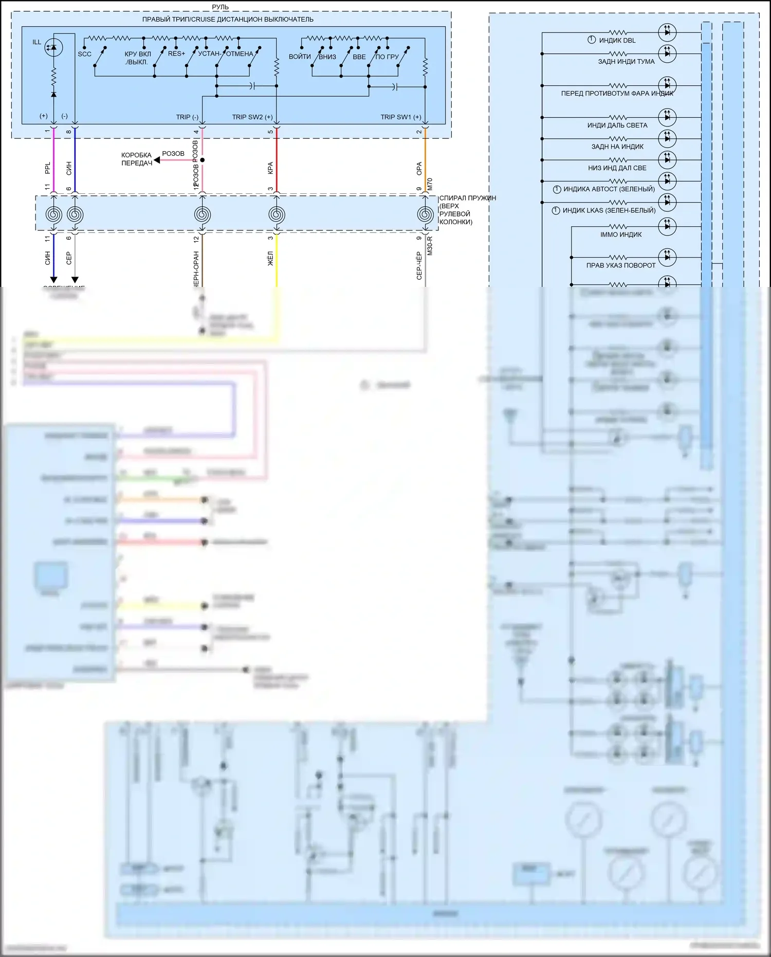 Sonata Hyundai VII рестайлинг (2017-2019): Электросхема приборной панели, кроме гибридной (3 из 3) 