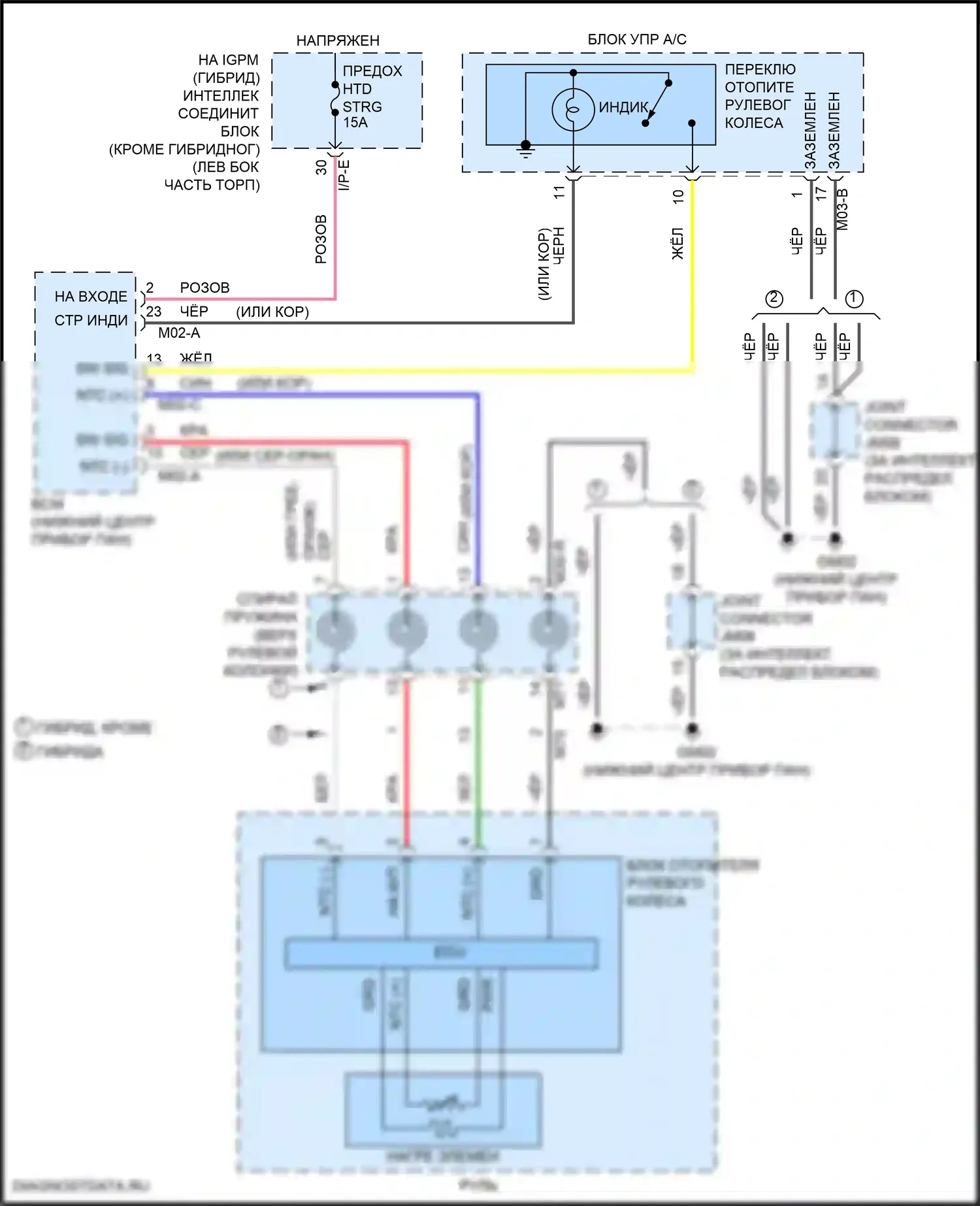 Sonata Hyundai VII рестайлинг (2017-2019): Электросхема рулевого колеса с подогревом 