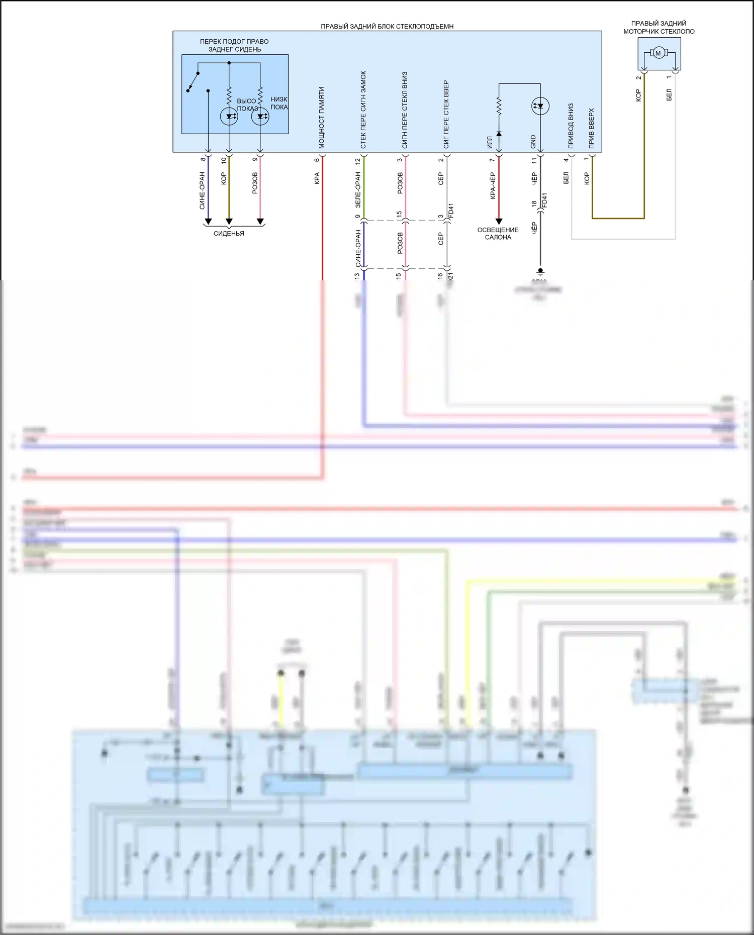 Sonata Hyundai VII рестайлинг (2017-2019): Электросхема стеклоподъемников, гибрид с ims, с автоматическим включением/выключением водителя и стеклоподъемниками безопасности (2 из 3) 