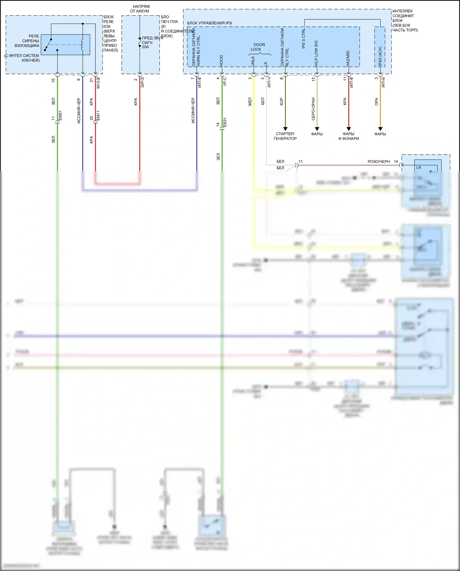 Sonata Hyundai VII рестайлинг (2017-2019): Электросхема центрального замка, за исключением гибридного без имов (3 из 3) 
