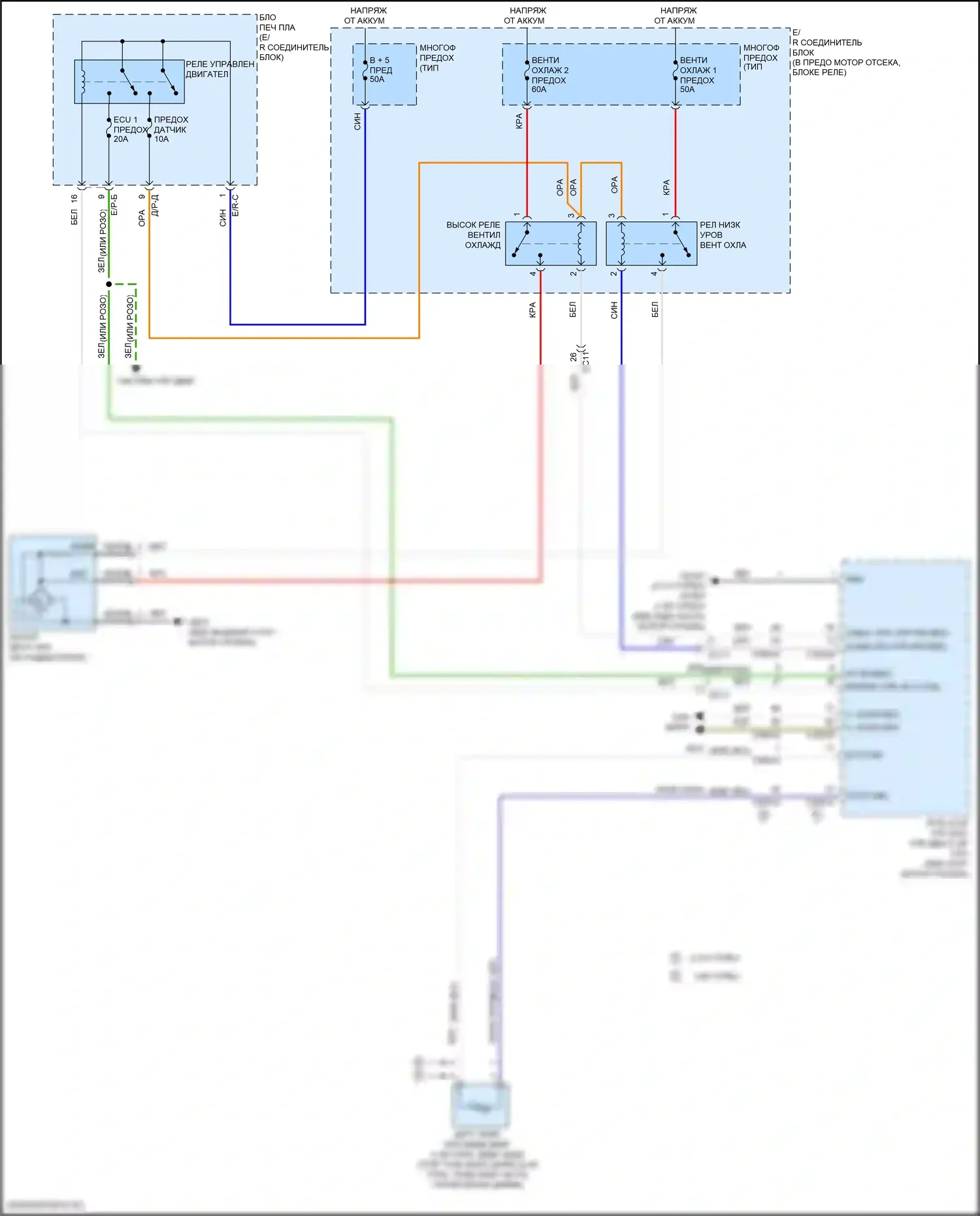 Sonata Hyundai VII рестайлинг (2017-2019): 1,6л турбо, электросхема вентилятора охлаждения 