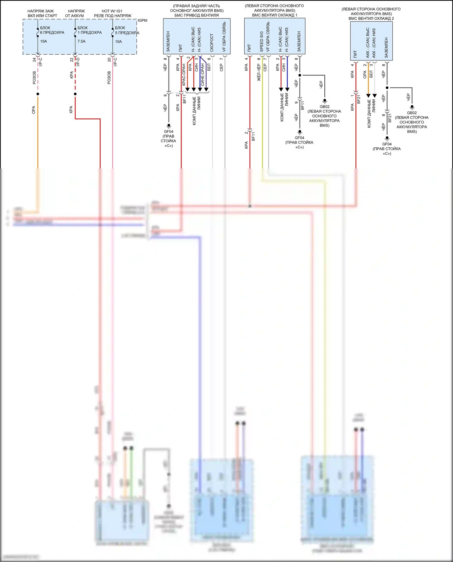 Sonata Hyundai VII рестайлинг (2017-2019): 2.0л подключаемый гибрид, электросхема вентилятора охлаждения (2 из 2) 