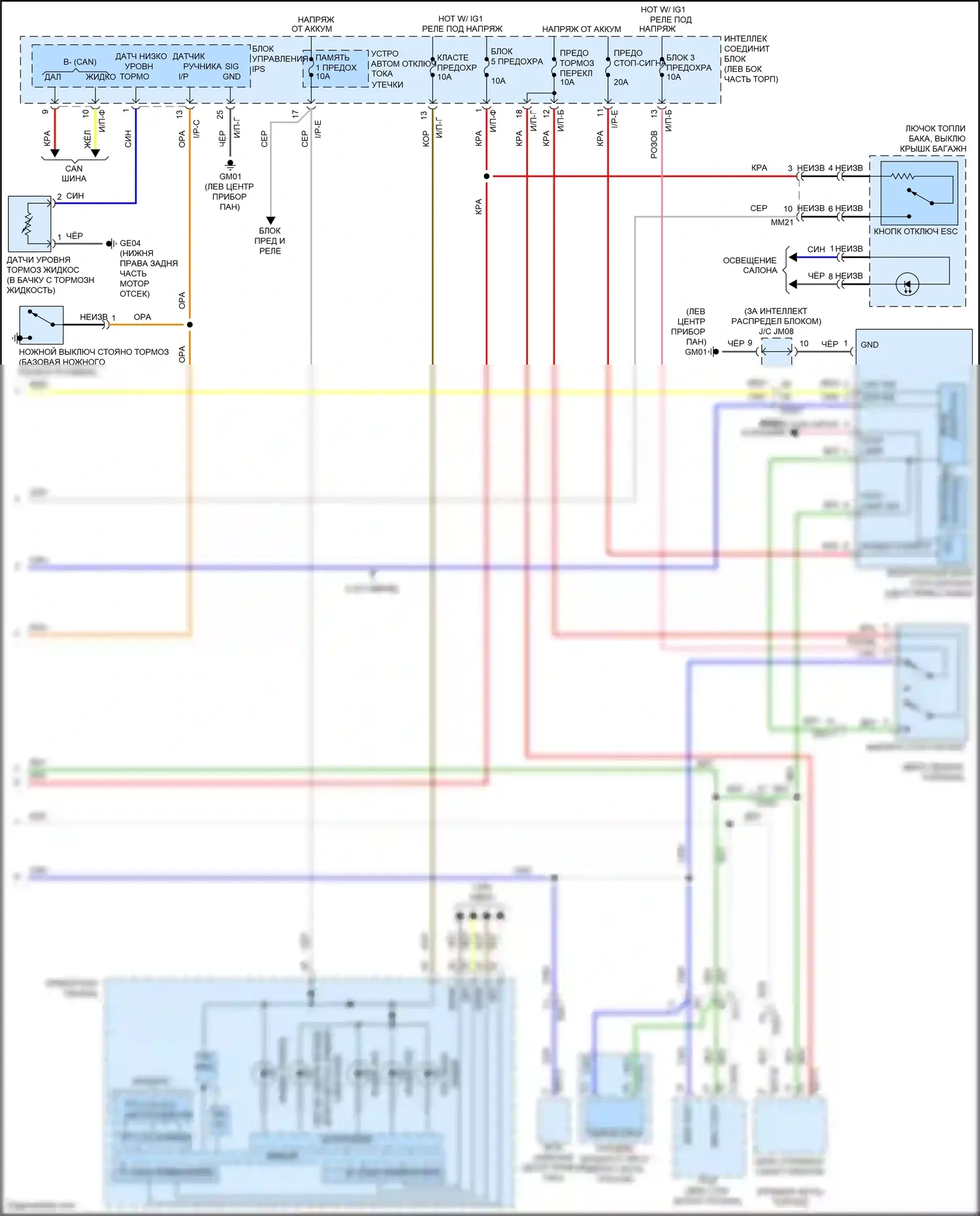 Sonata Hyundai VII (2014-2017): Антиблокировочная система abs электросхема соединений, гибридная (2 из 2) 