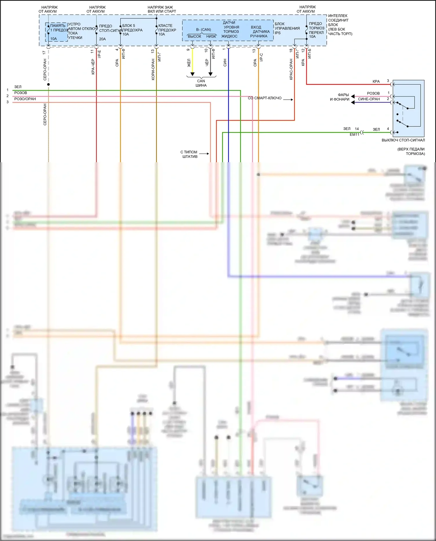 Sonata Hyundai VII (2014-2017): Антиблокировочная система abs электросхема, за исключением гибридной без epb (2 из 2) 