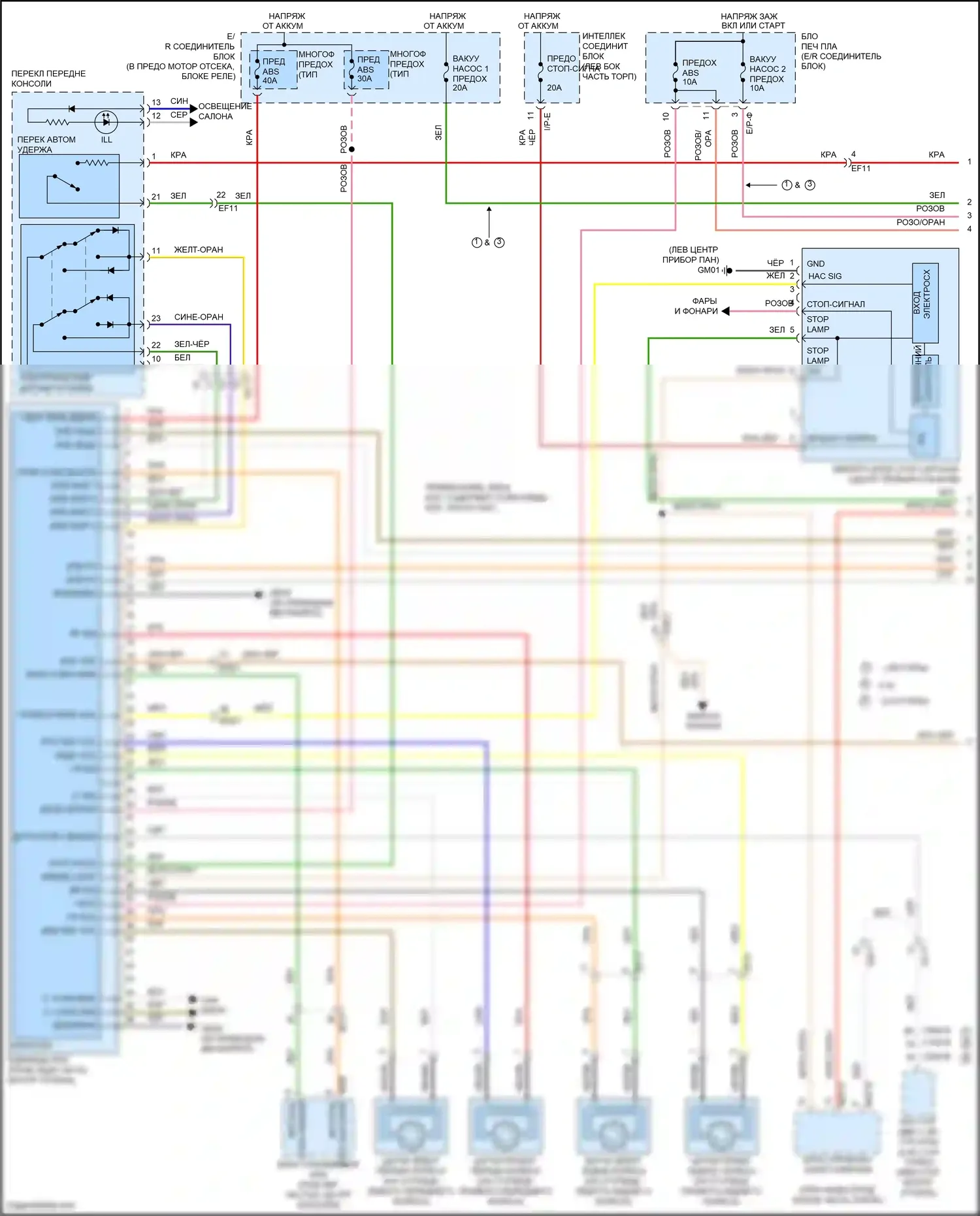 Sonata Hyundai VII (2014-2017): Антиблокировочная система abs электросхема, за исключением гибридной с epb (1 из 2) 