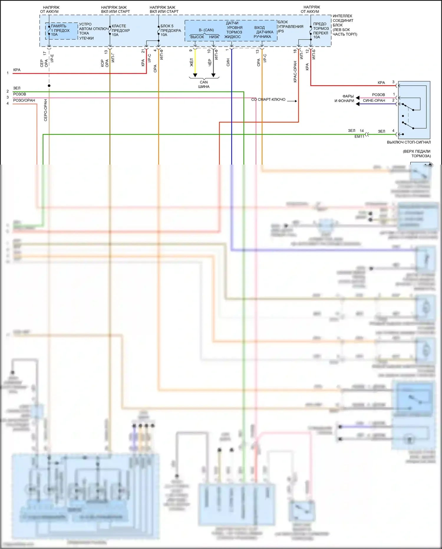Sonata Hyundai VII (2014-2017): Антиблокировочная система abs электросхема, за исключением гибридной с epb (2 из 2) 