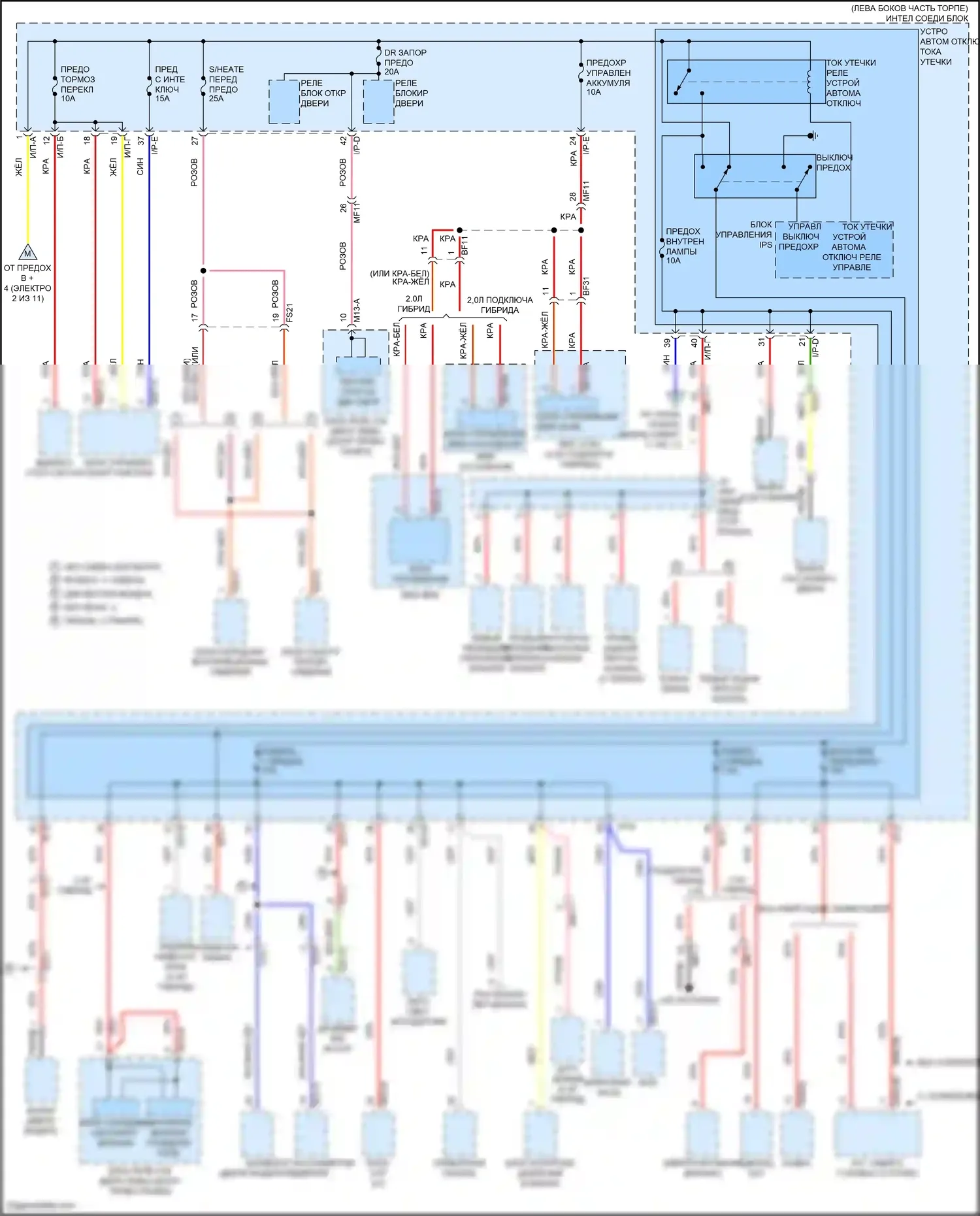 Sonata Hyundai VII (2014-2017): Электросхема блока предохранителей реле, гибридного (10 из 11) 