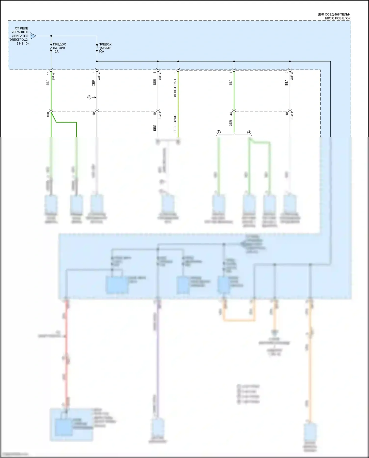 Sonata Hyundai VII (2014-2017): Электросхема блока предохранителей реле, кроме гибридного (3 из 10) 