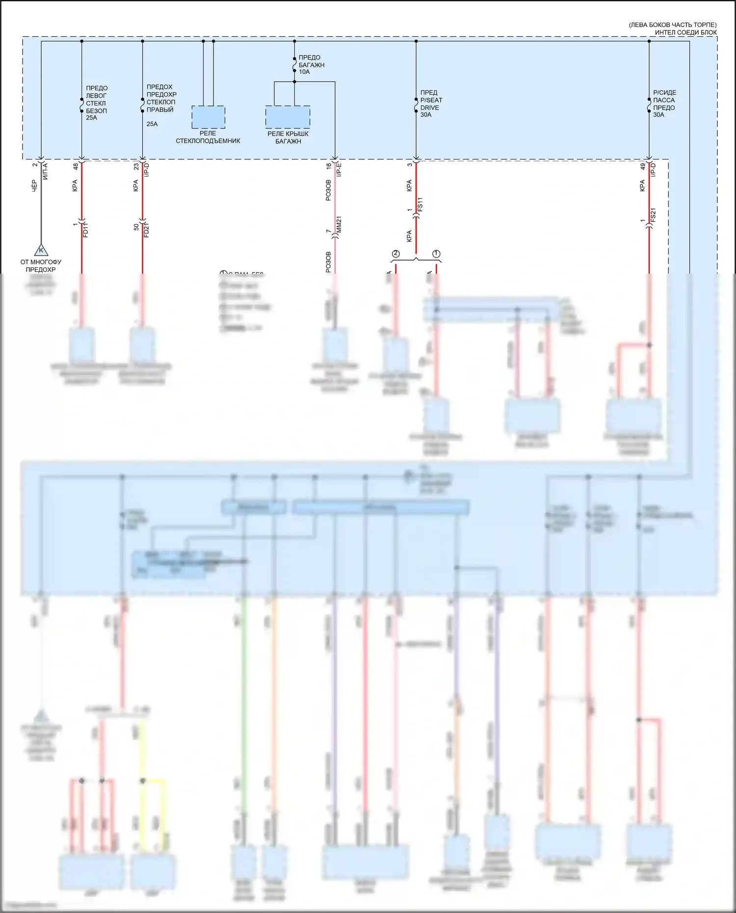 Sonata Hyundai VII (2014-2017): Электросхема блока предохранителей реле, кроме гибридного (8 из 10) 