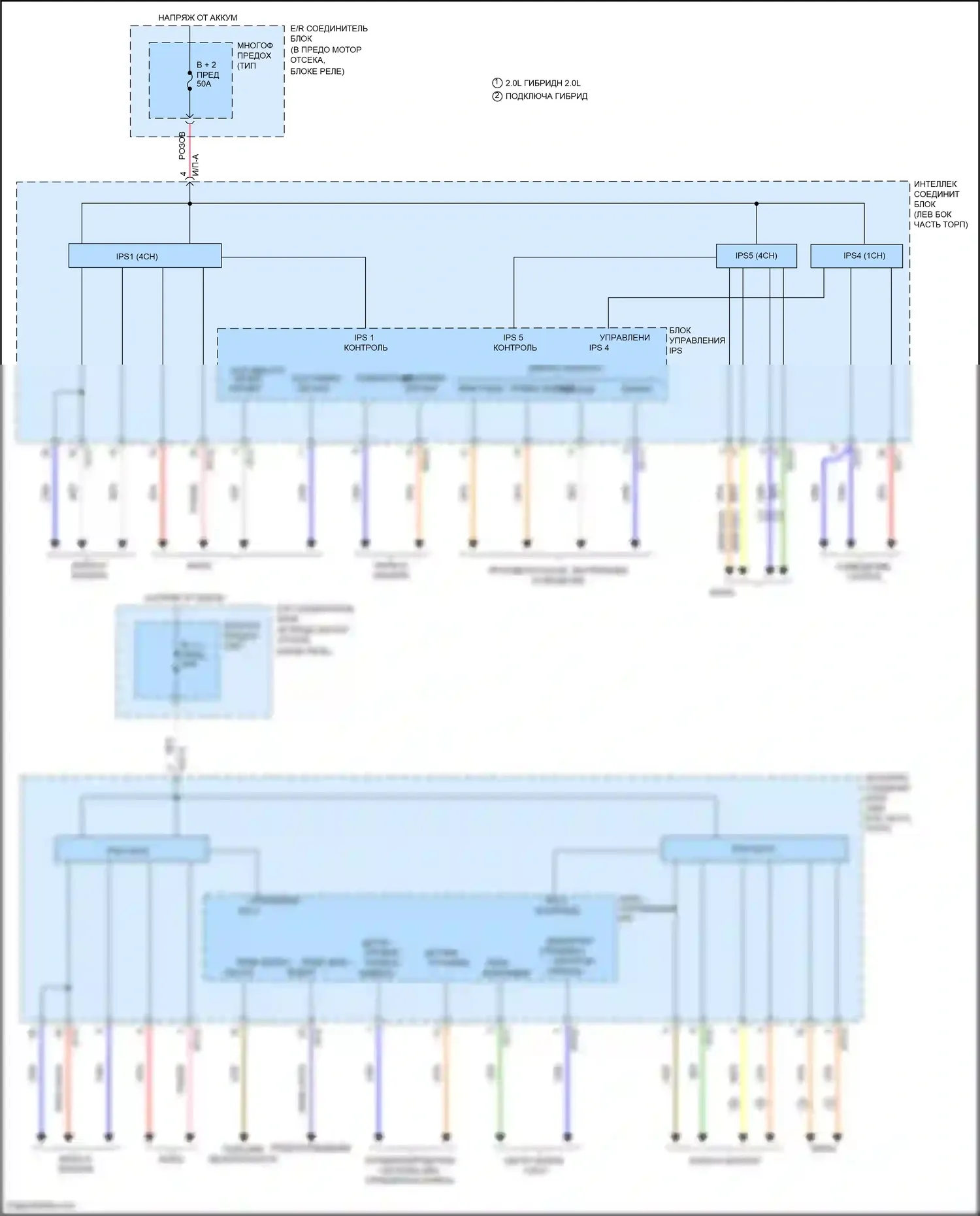 Sonata Hyundai VII (2014-2017): Электросхема блока управления ips, гибридная (2 из 2) 