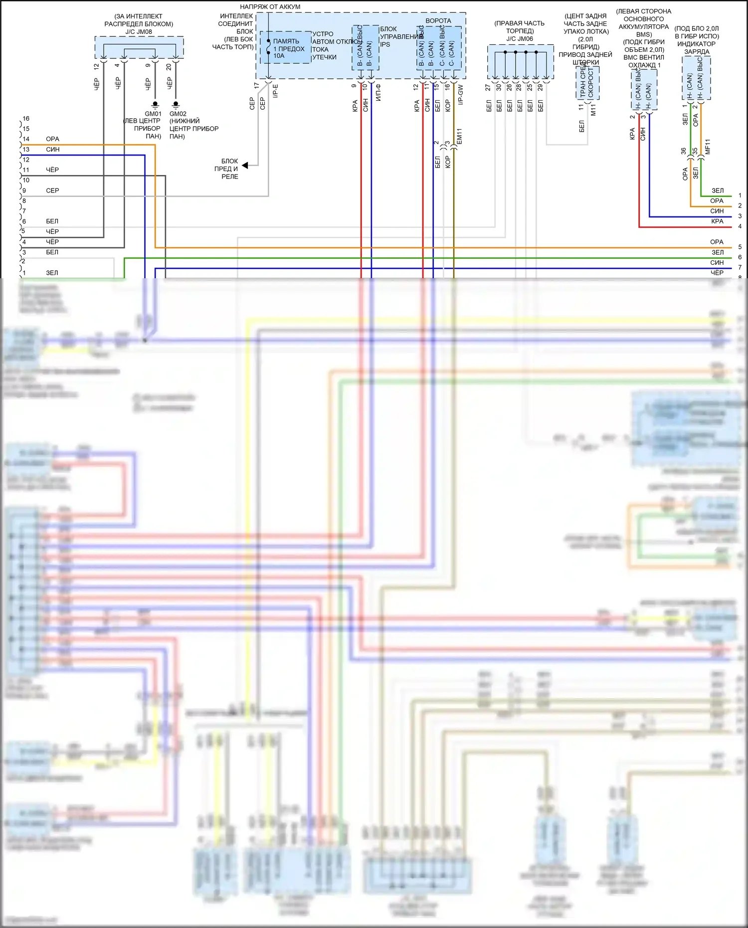 Sonata Hyundai VII (2014-2017): Can шина электросхема, гибридная (1 из 4) 