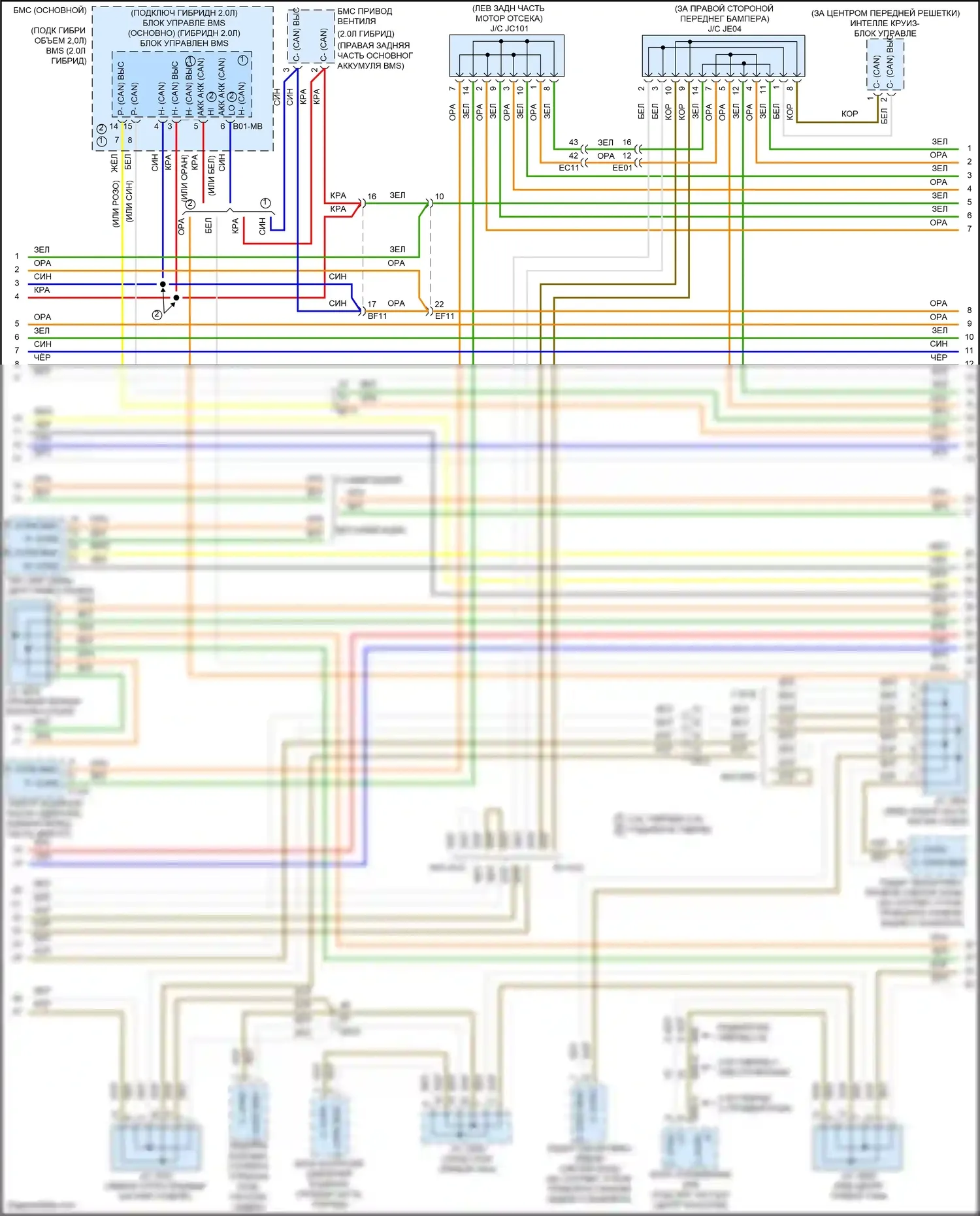 Sonata Hyundai VII (2014-2017): Can шина электросхема, гибридная (2 из 4) 