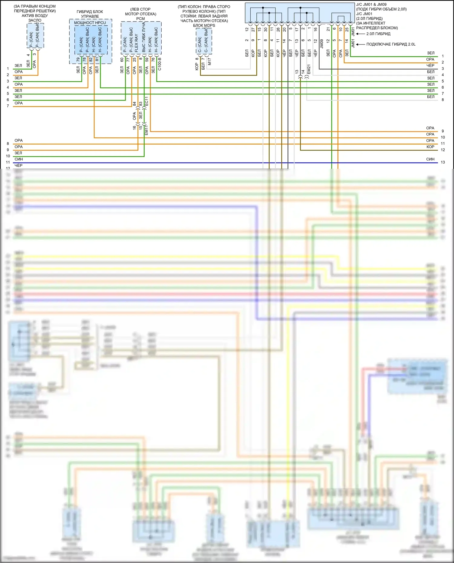 Sonata Hyundai VII (2014-2017): Can шина электросхема, гибридная (3 из 4) 
